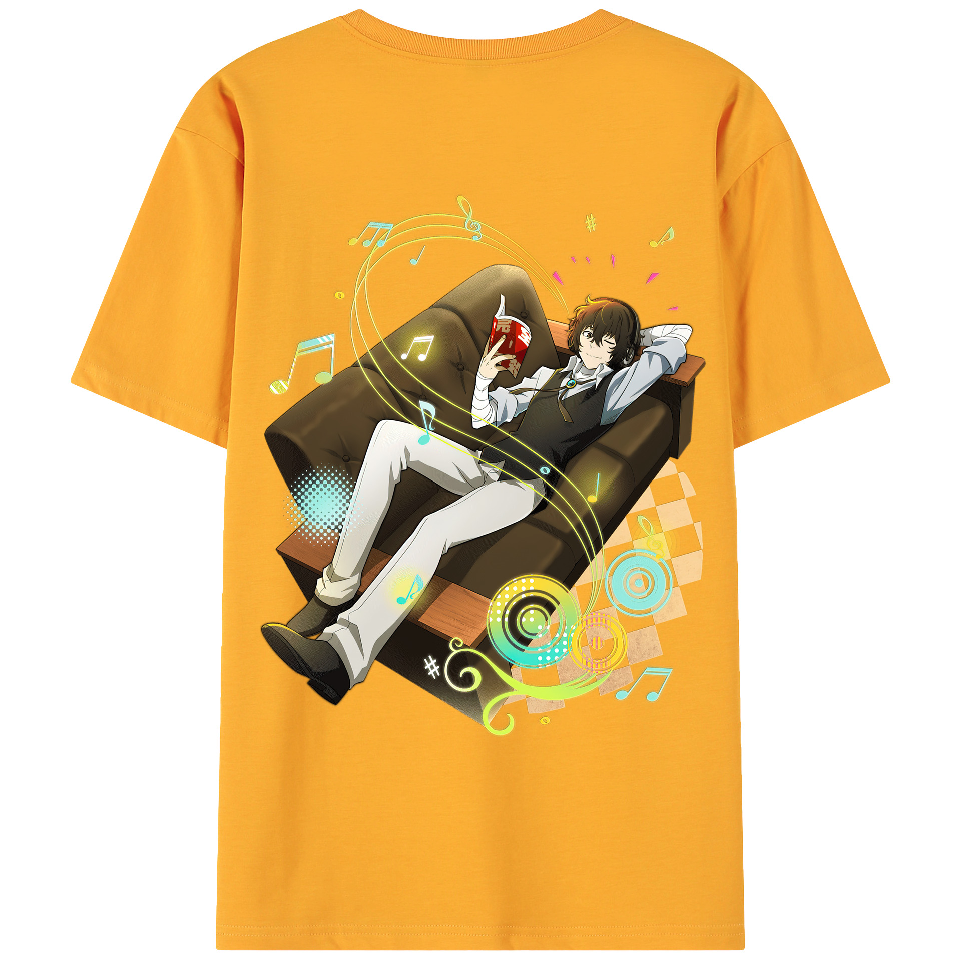 （画像用） 文豪ストレイドッグス Bungo Stray Dogs 綿100％ メンズ半袖Tシャツ（バックプリント） 通気性