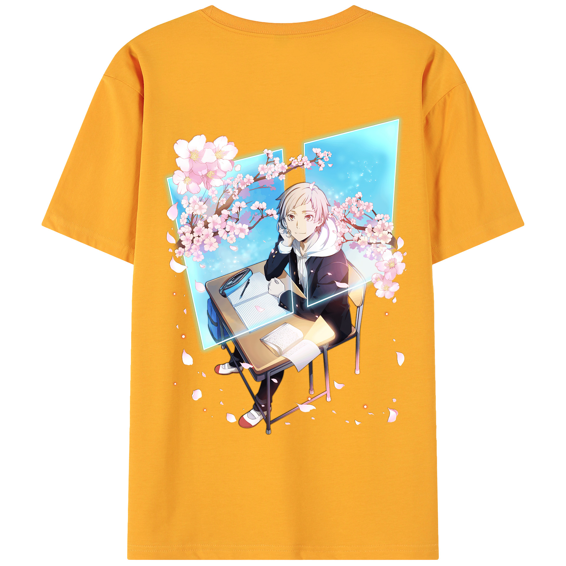 （画像用） 文豪ストレイドッグス Bungo Stray Dogs 綿100％ メンズ半袖Tシャツ（バックプリント） 通気性