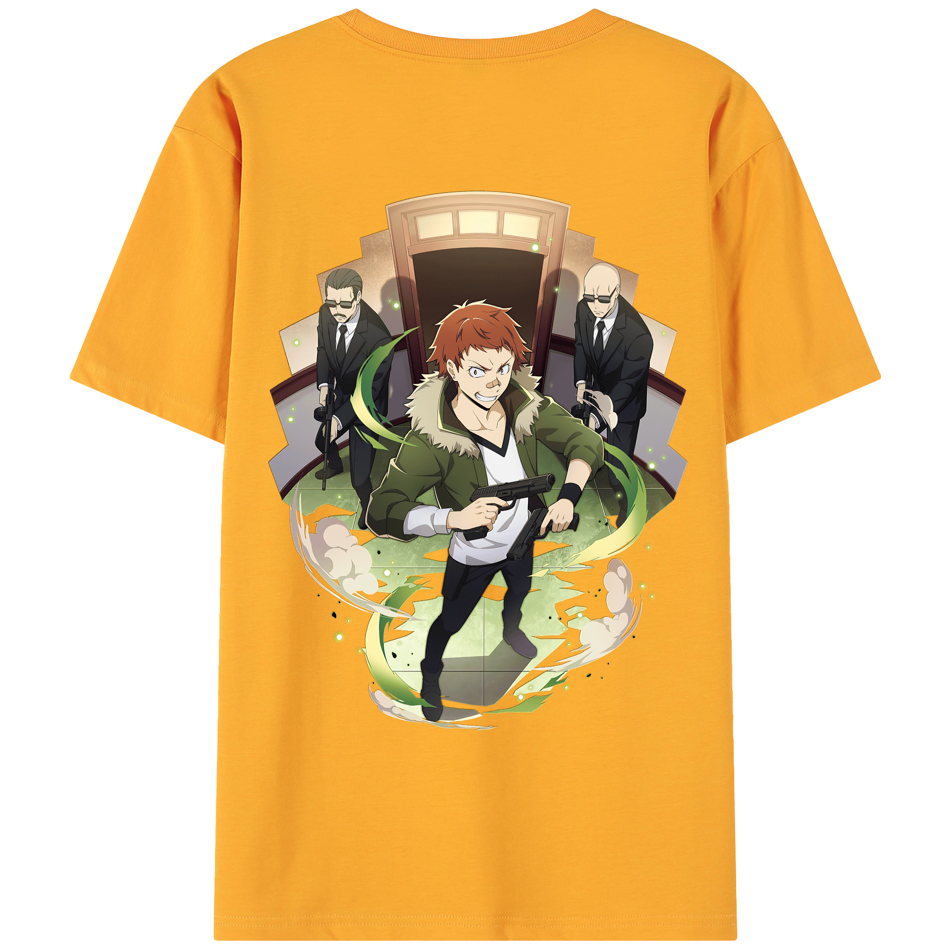 （画像用） 文豪ストレイドッグス Bungo Stray Dogs 綿100％ メンズ半袖Tシャツ（バックプリント） 通気性