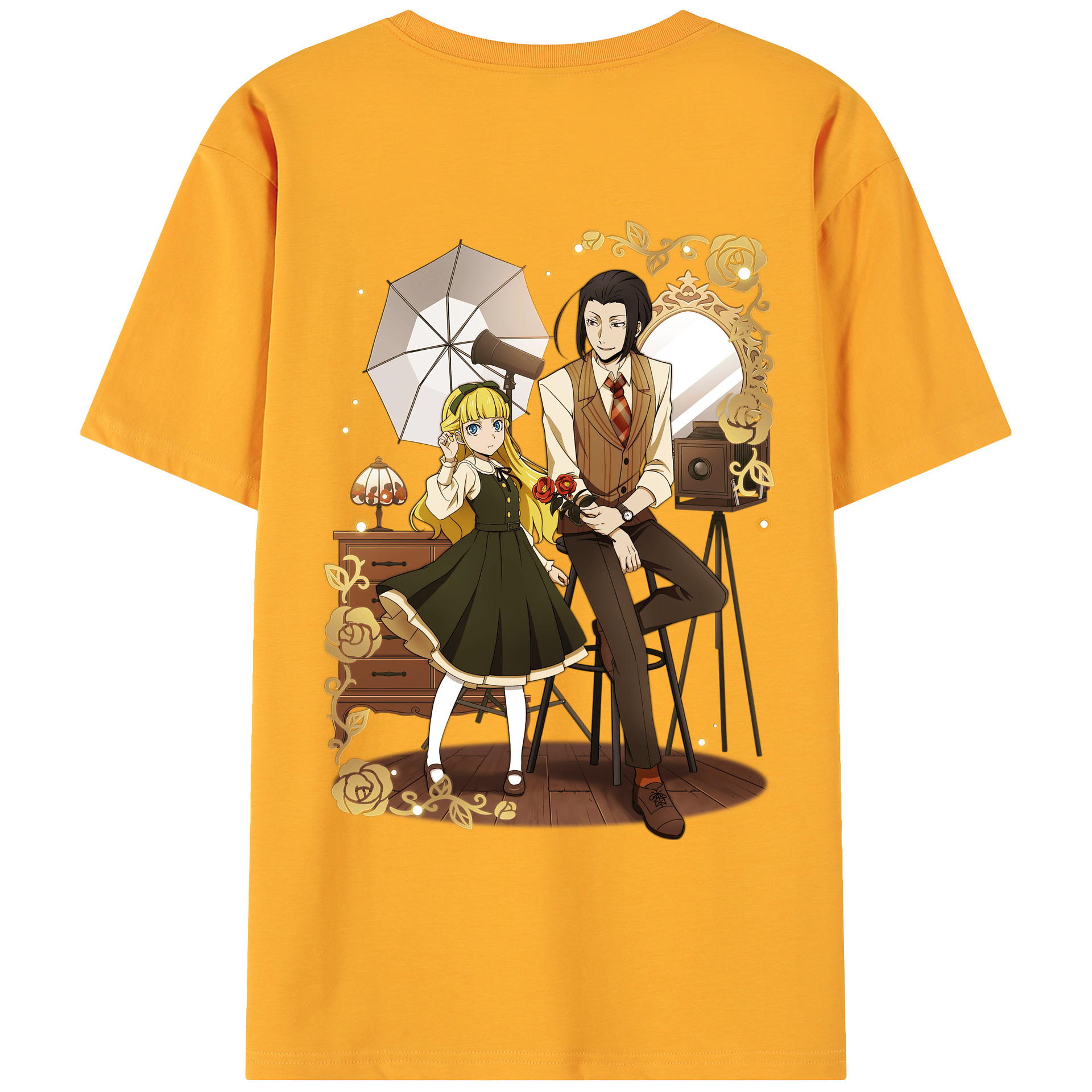 （画像用） 文豪ストレイドッグス Bungo Stray Dogs 綿100％ メンズ半袖Tシャツ（バックプリント） 通気性
