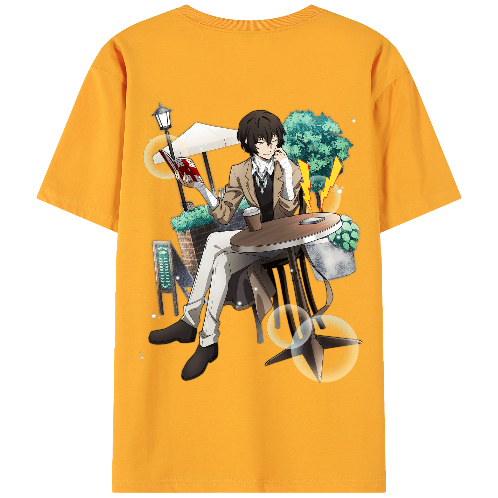 （画像用） 文豪ストレイドッグス Bungo Stray Dogs 綿100％ メンズ半袖Tシャツ（バックプリント） 通気性