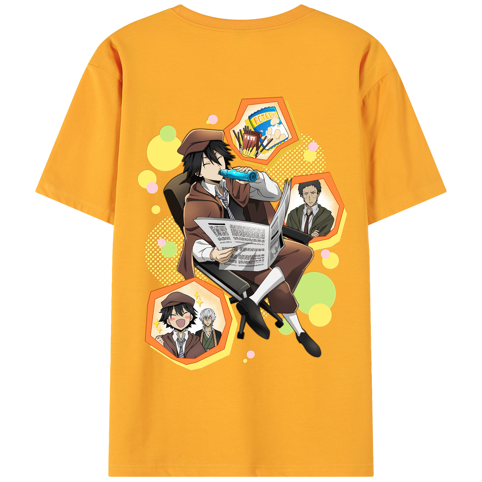 （画像用） 文豪ストレイドッグス Bungo Stray Dogs 綿100％ メンズ半袖Tシャツ（バックプリント） 通気性