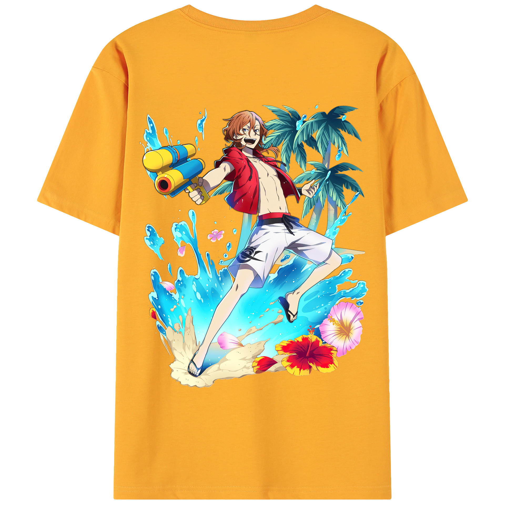 （画像用） 文豪ストレイドッグス Bungo Stray Dogs 綿100％ メンズ半袖Tシャツ（バックプリント） 通気性