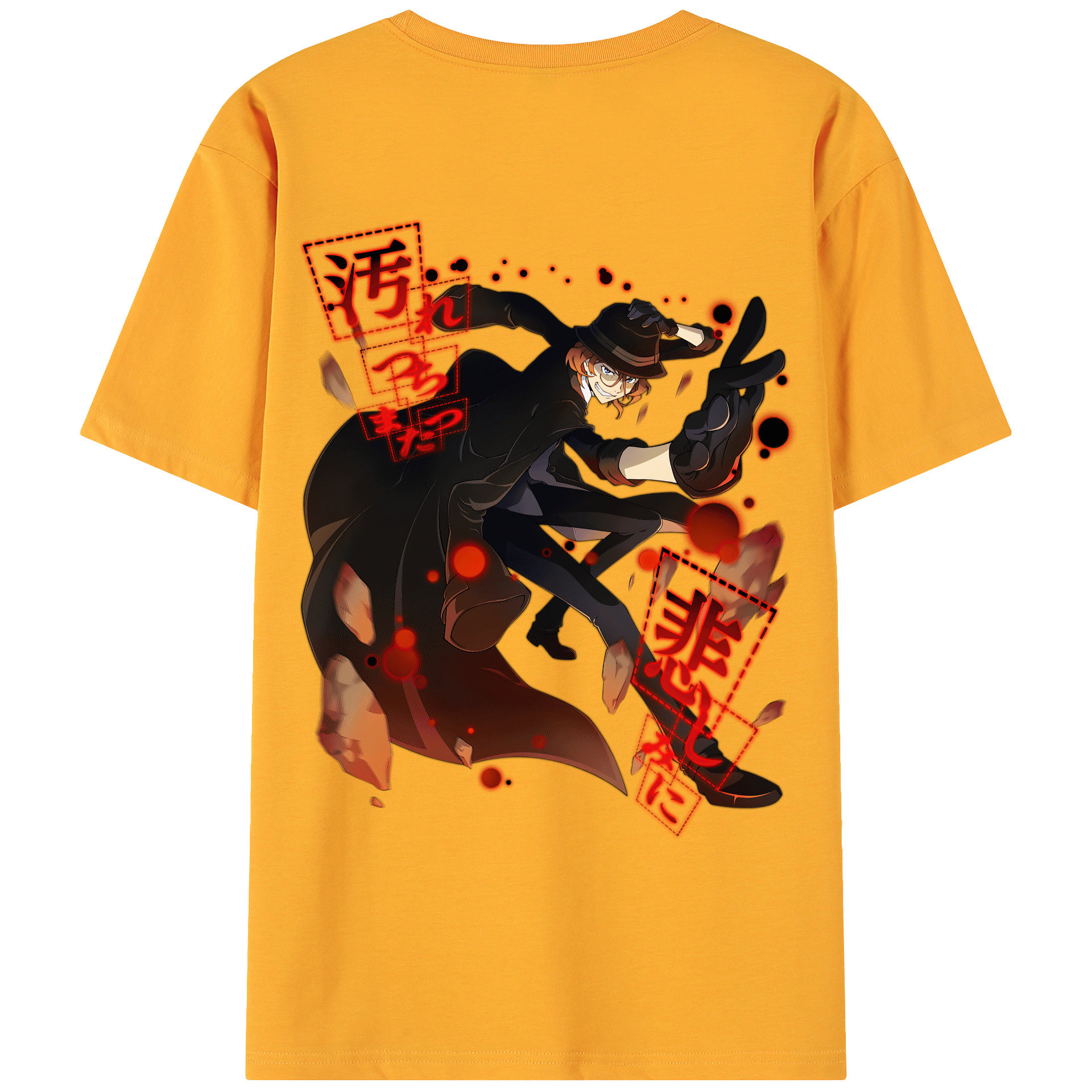 （画像用） 文豪ストレイドッグス Bungo Stray Dogs 綿100％ メンズ半袖Tシャツ（バックプリント） 通気性