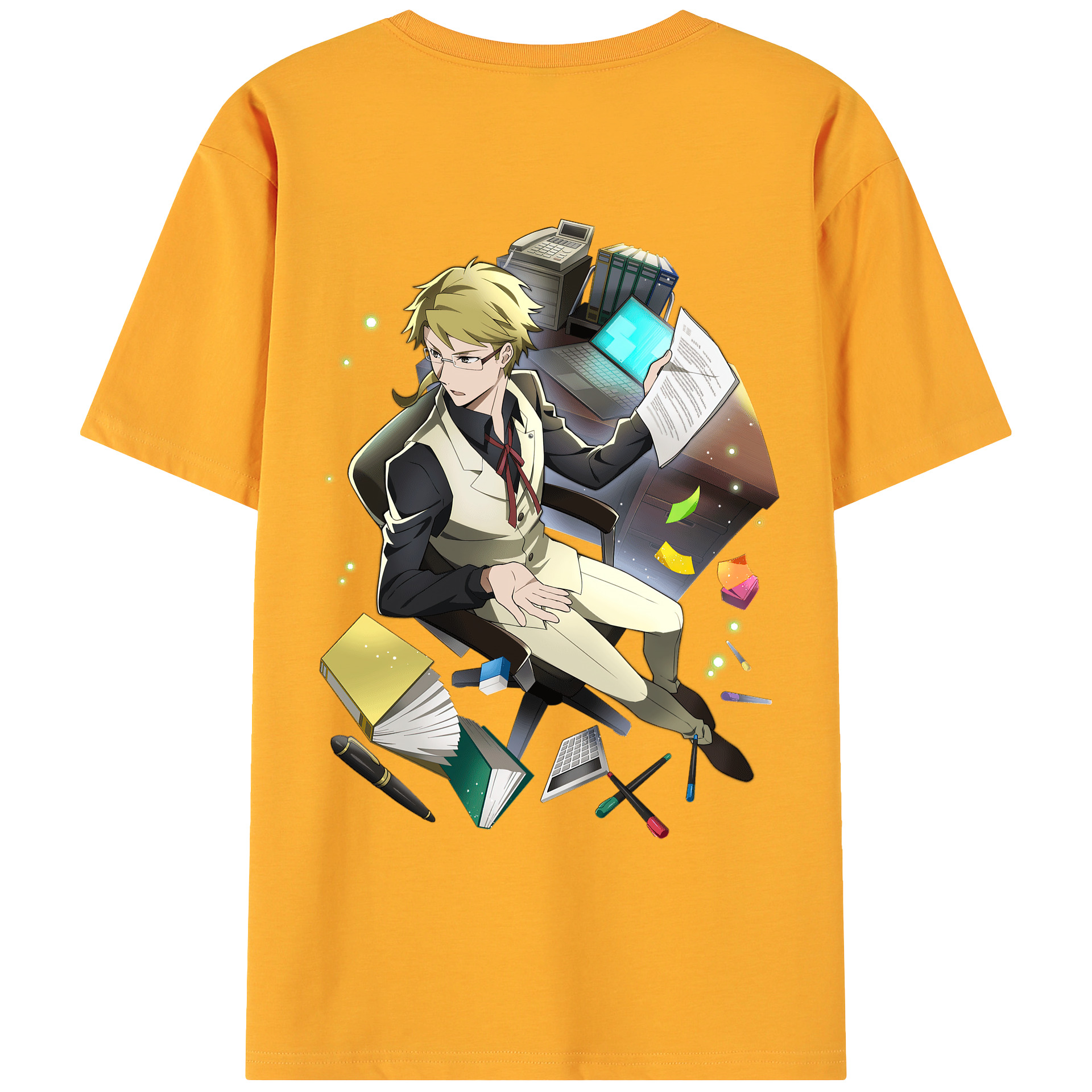 （画像用） 文豪ストレイドッグス Bungo Stray Dogs 綿100％ メンズ半袖Tシャツ（バックプリント） 通気性