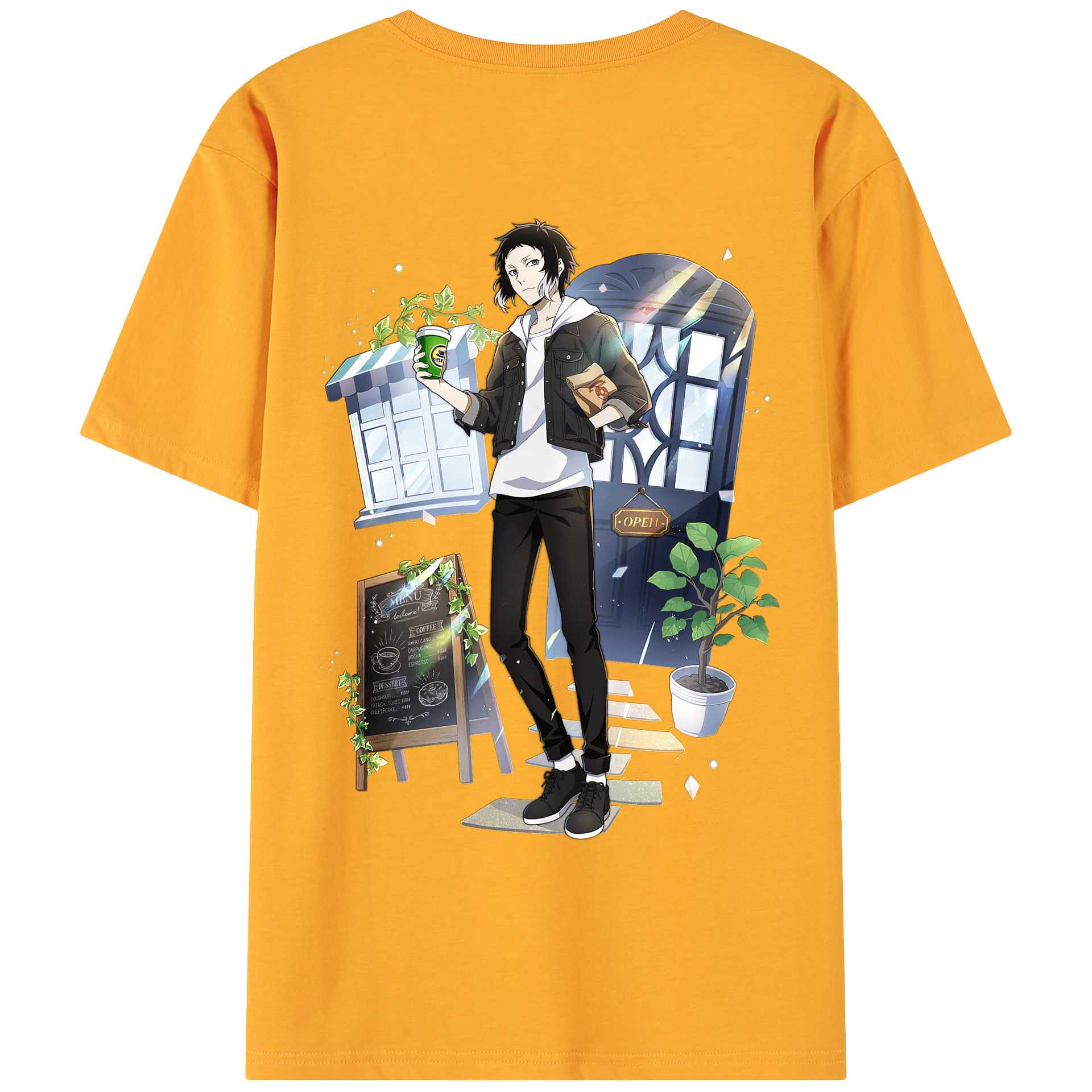 （画像用） 文豪ストレイドッグス Bungo Stray Dogs 綿100％ メンズ半袖Tシャツ（バックプリント） 通気性