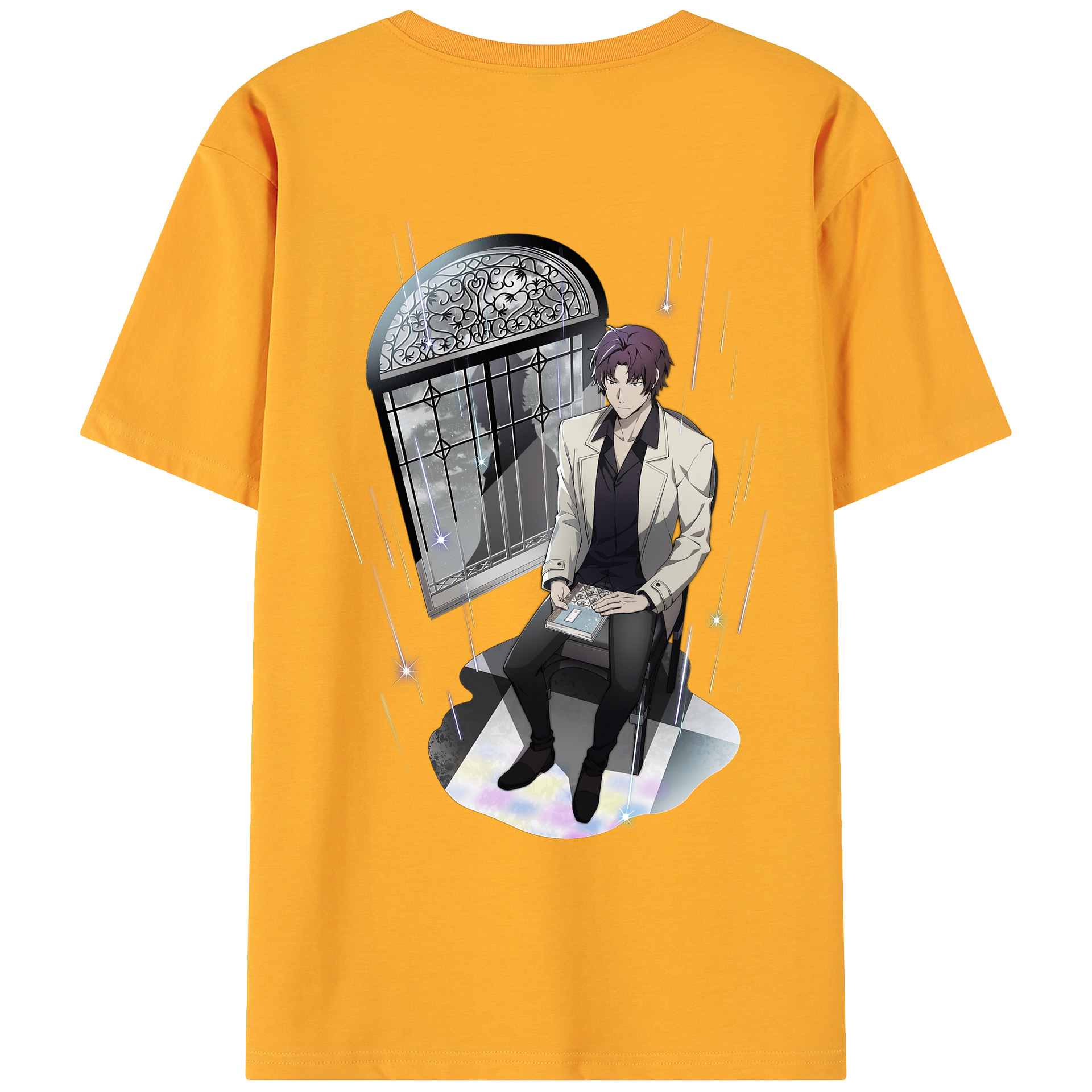 （画像用） 文豪ストレイドッグス Bungo Stray Dogs 綿100％ メンズ半袖Tシャツ（バックプリント） 通気性