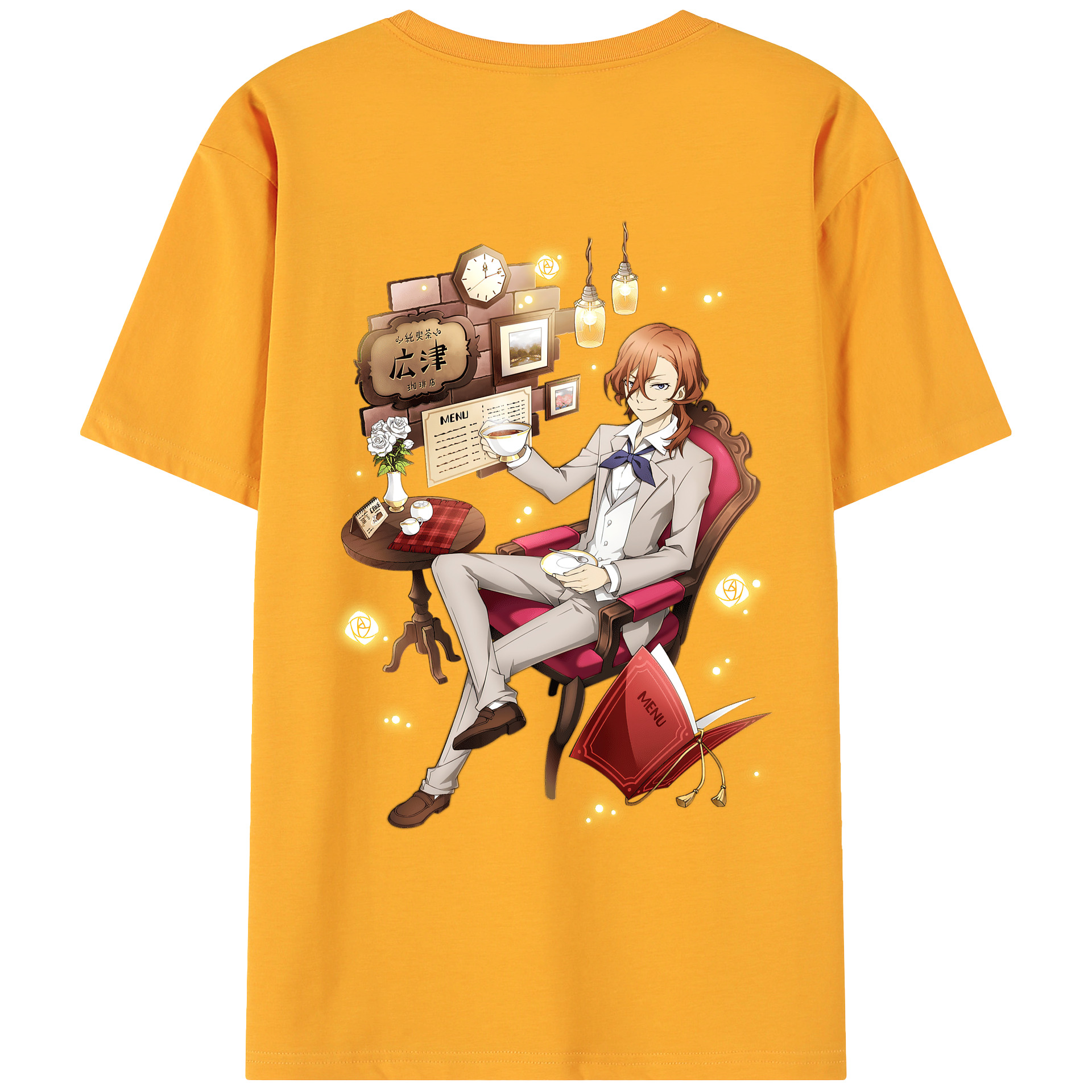 （画像用） 文豪ストレイドッグス Bungo Stray Dogs 綿100％ メンズ半袖Tシャツ（バックプリント） 通気性