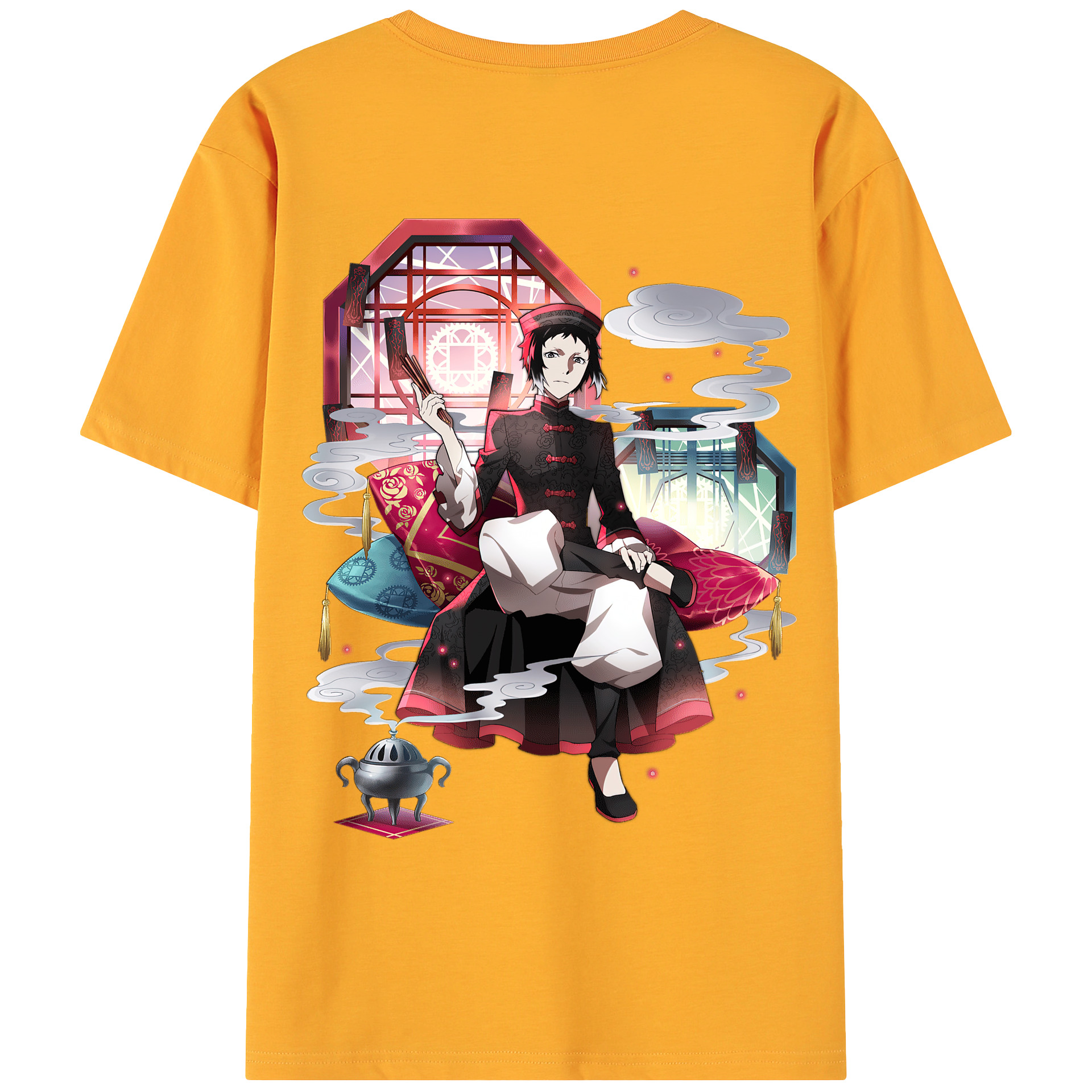 （画像用） 文豪ストレイドッグス Bungo Stray Dogs 綿100％ メンズ半袖Tシャツ（バックプリント） 通気性