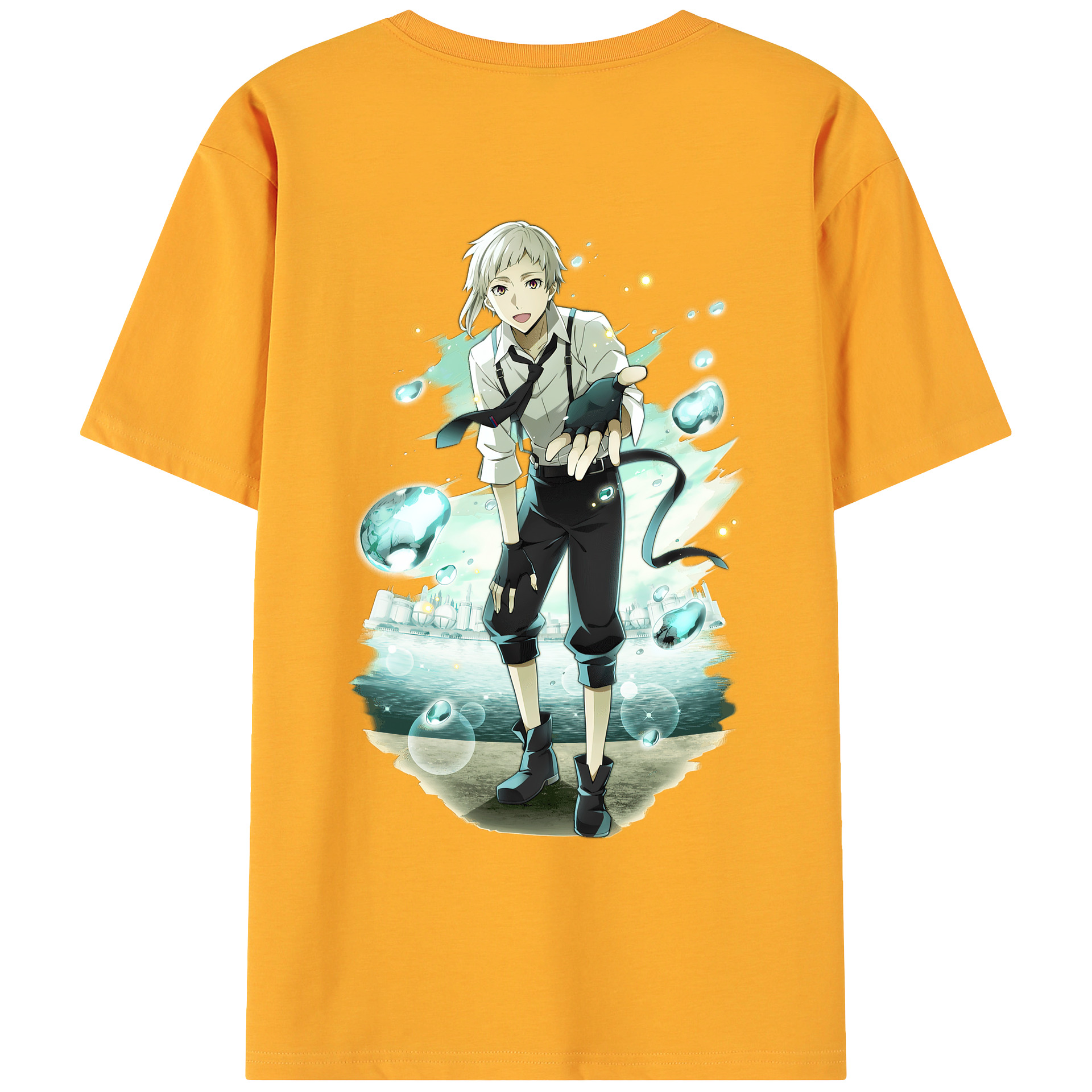 （画像用） 文豪ストレイドッグス Bungo Stray Dogs 綿100％ メンズ半袖Tシャツ（バックプリント） 通気性