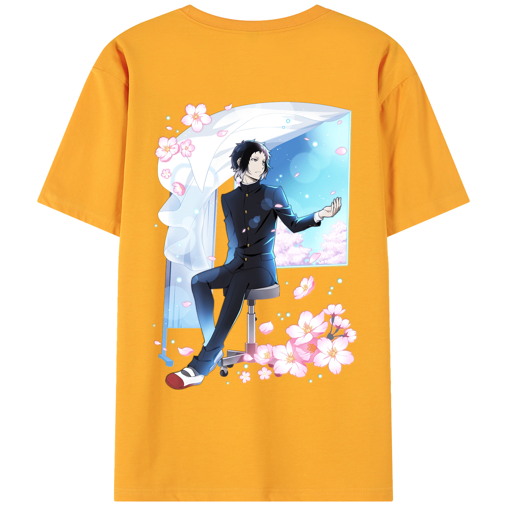 （画像用） 文豪ストレイドッグス Bungo Stray Dogs 綿100％ メンズ半袖Tシャツ（バックプリント） 通気性