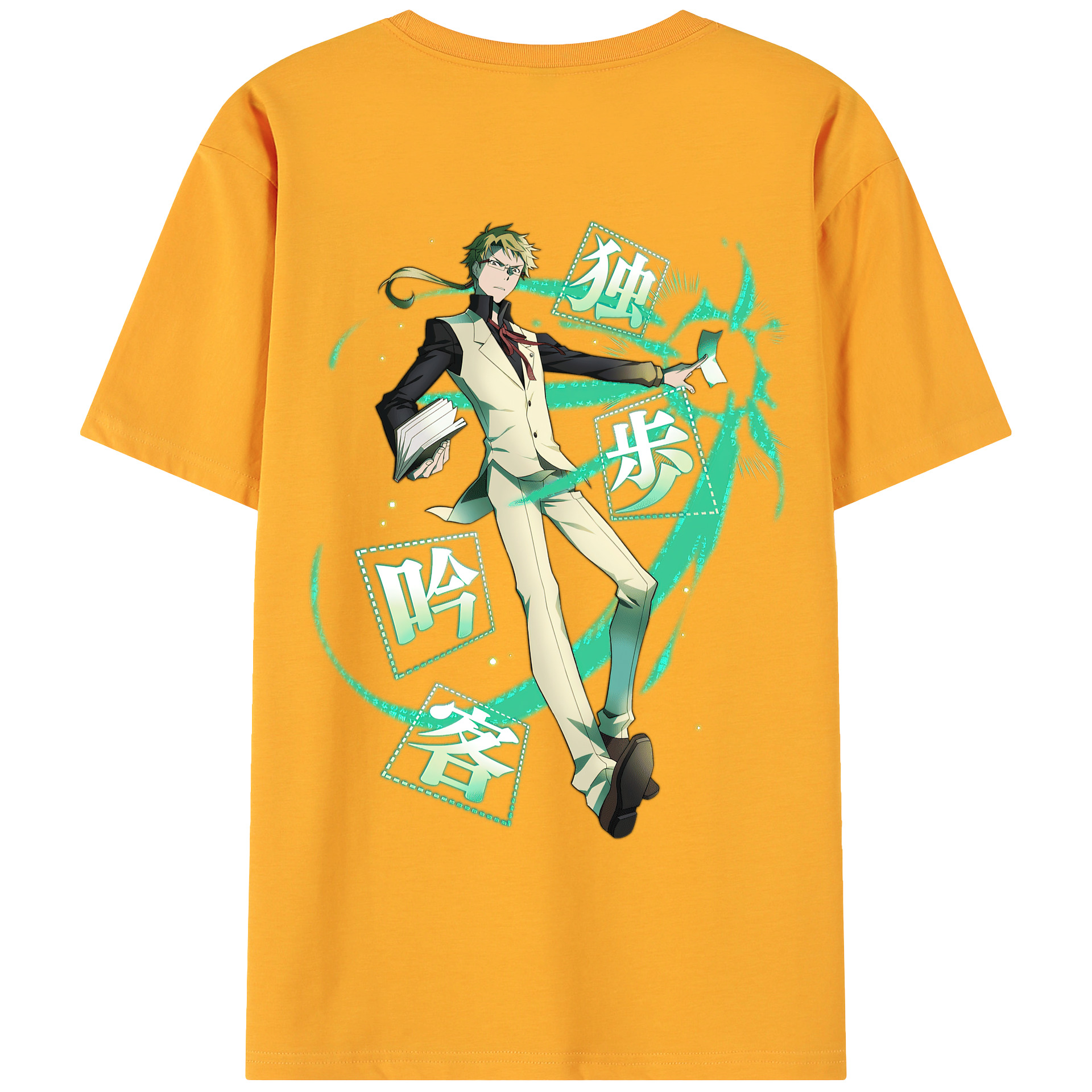 （画像用） 文豪ストレイドッグス Bungo Stray Dogs 綿100％ メンズ半袖Tシャツ（バックプリント） 通気性