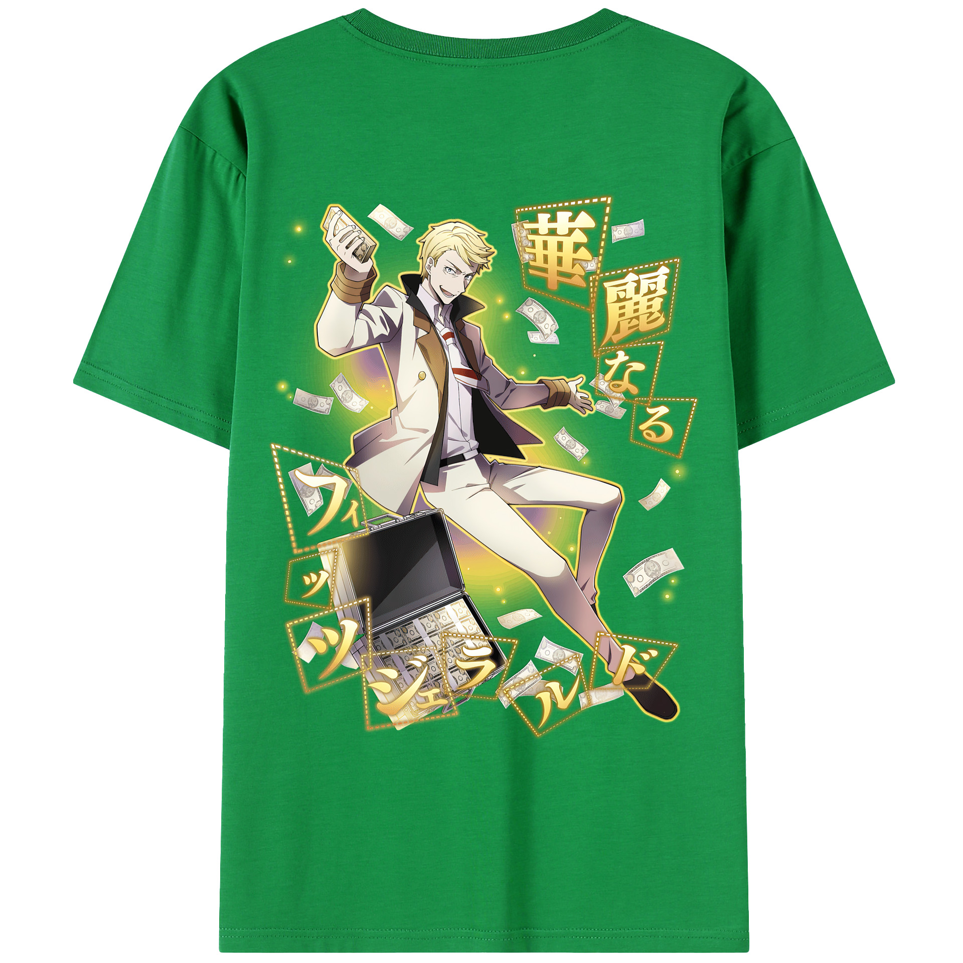（画像用） 文豪ストレイドッグス Bungo Stray Dogs 綿100％ メンズ半袖Tシャツ（バックプリント） 通気性