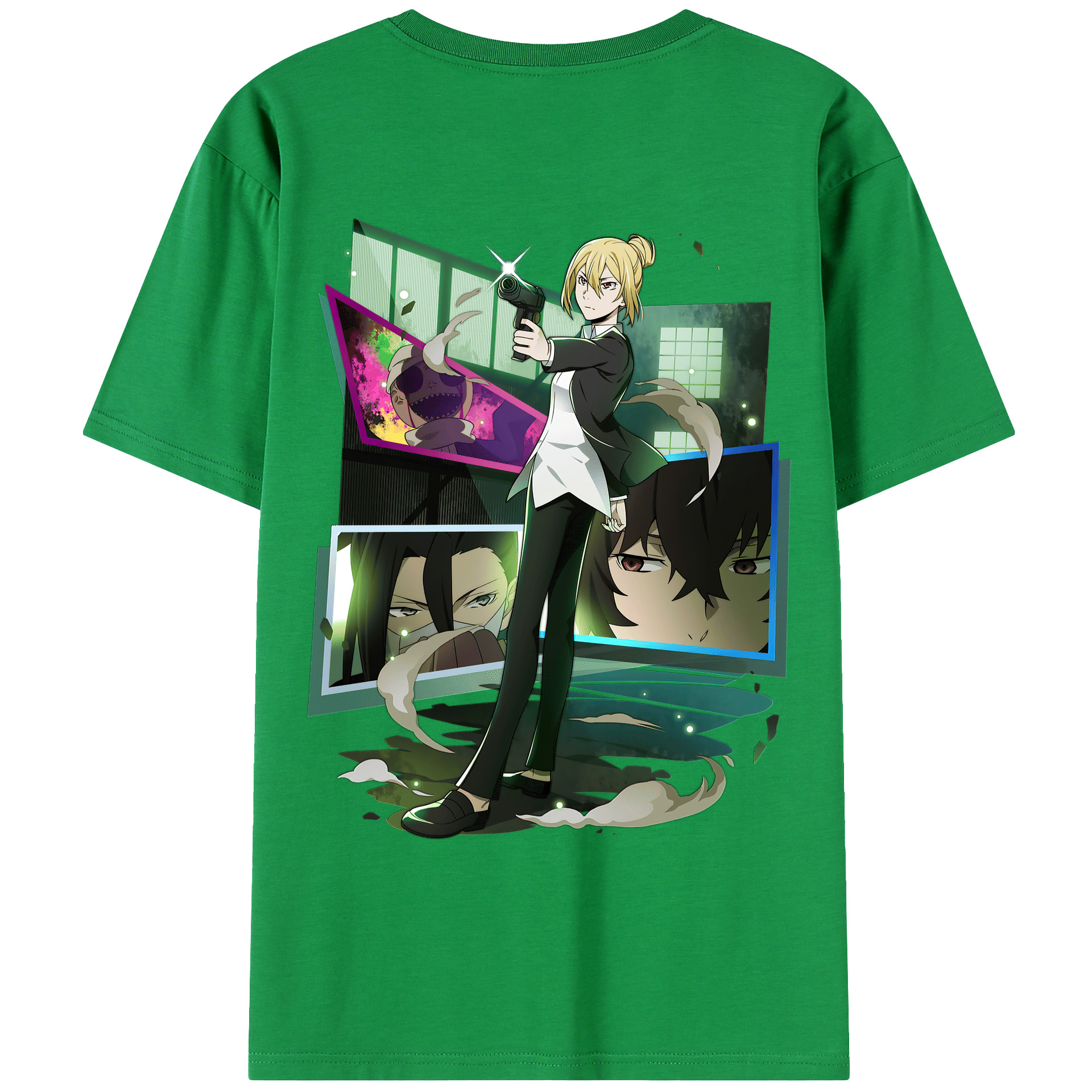 （画像用） 文豪ストレイドッグス Bungo Stray Dogs 綿100％ メンズ半袖Tシャツ（バックプリント） 通気性