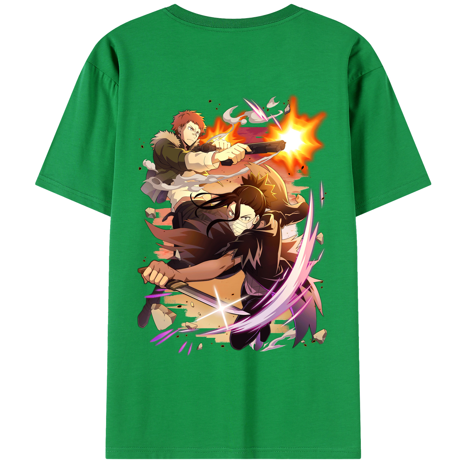 （画像用） 文豪ストレイドッグス Bungo Stray Dogs 綿100％ メンズ半袖Tシャツ（バックプリント） 通気性