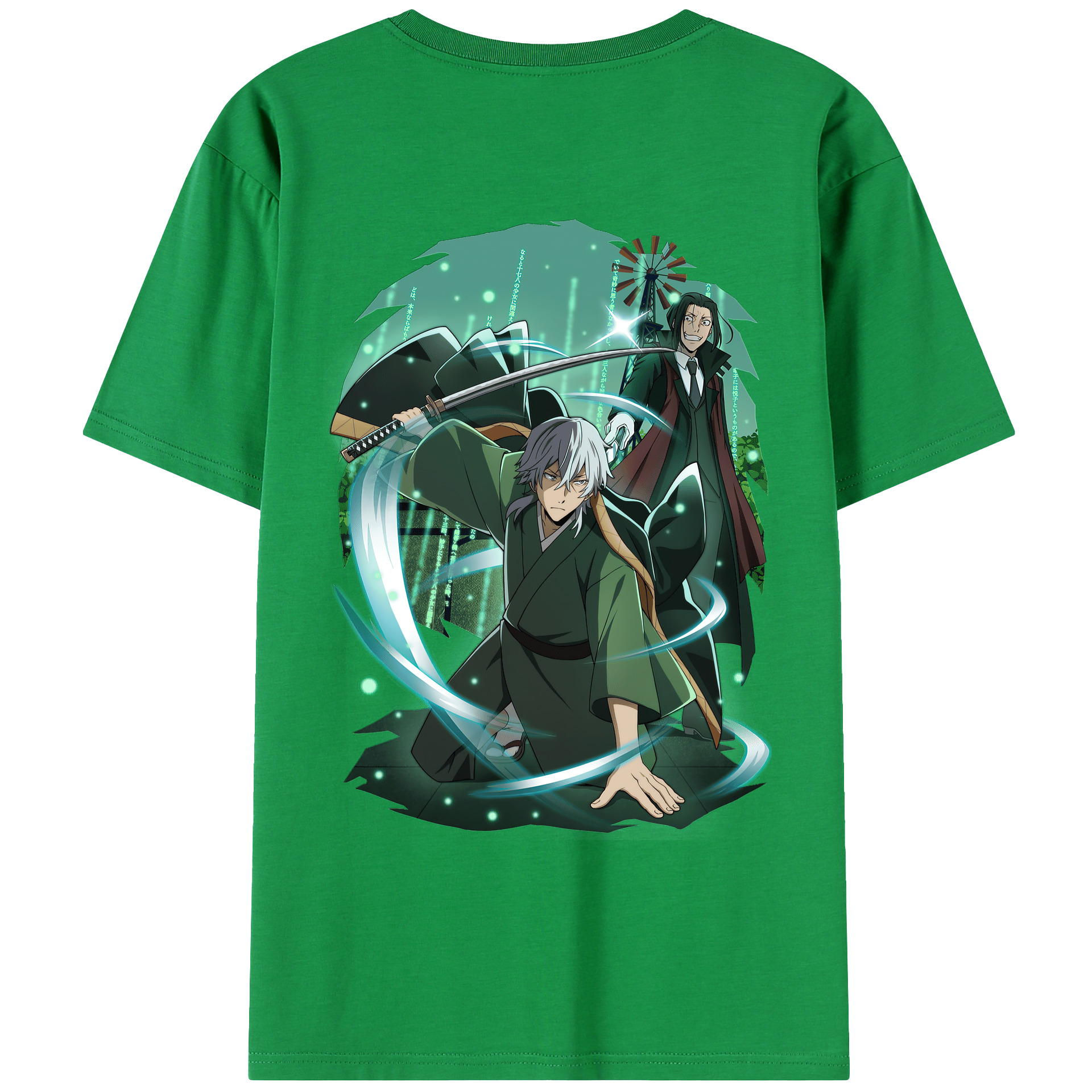 （画像用） 文豪ストレイドッグス Bungo Stray Dogs 綿100％ メンズ半袖Tシャツ（バックプリント） 通気性
