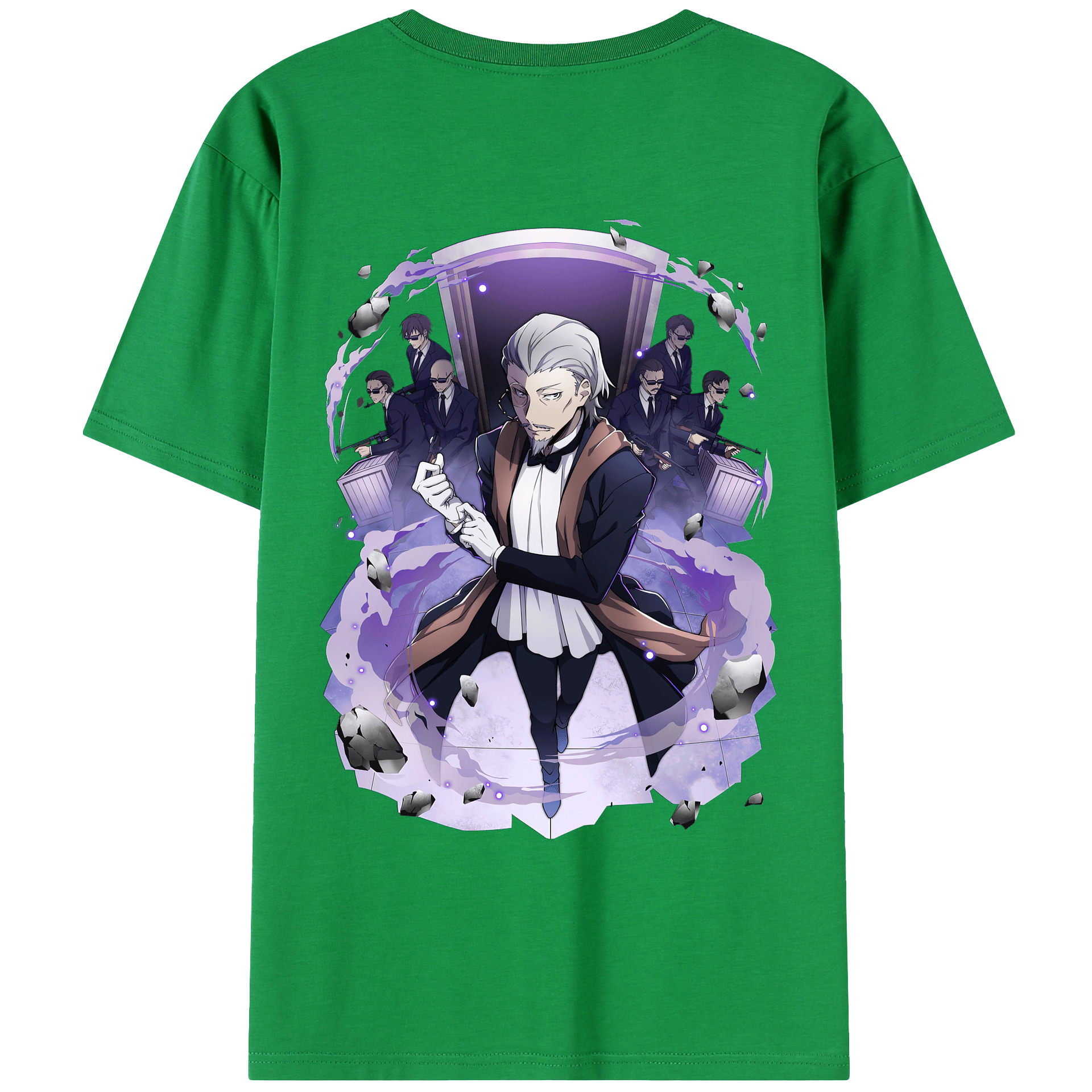（画像用） 文豪ストレイドッグス Bungo Stray Dogs 綿100％ メンズ半袖Tシャツ（バックプリント） 通気性