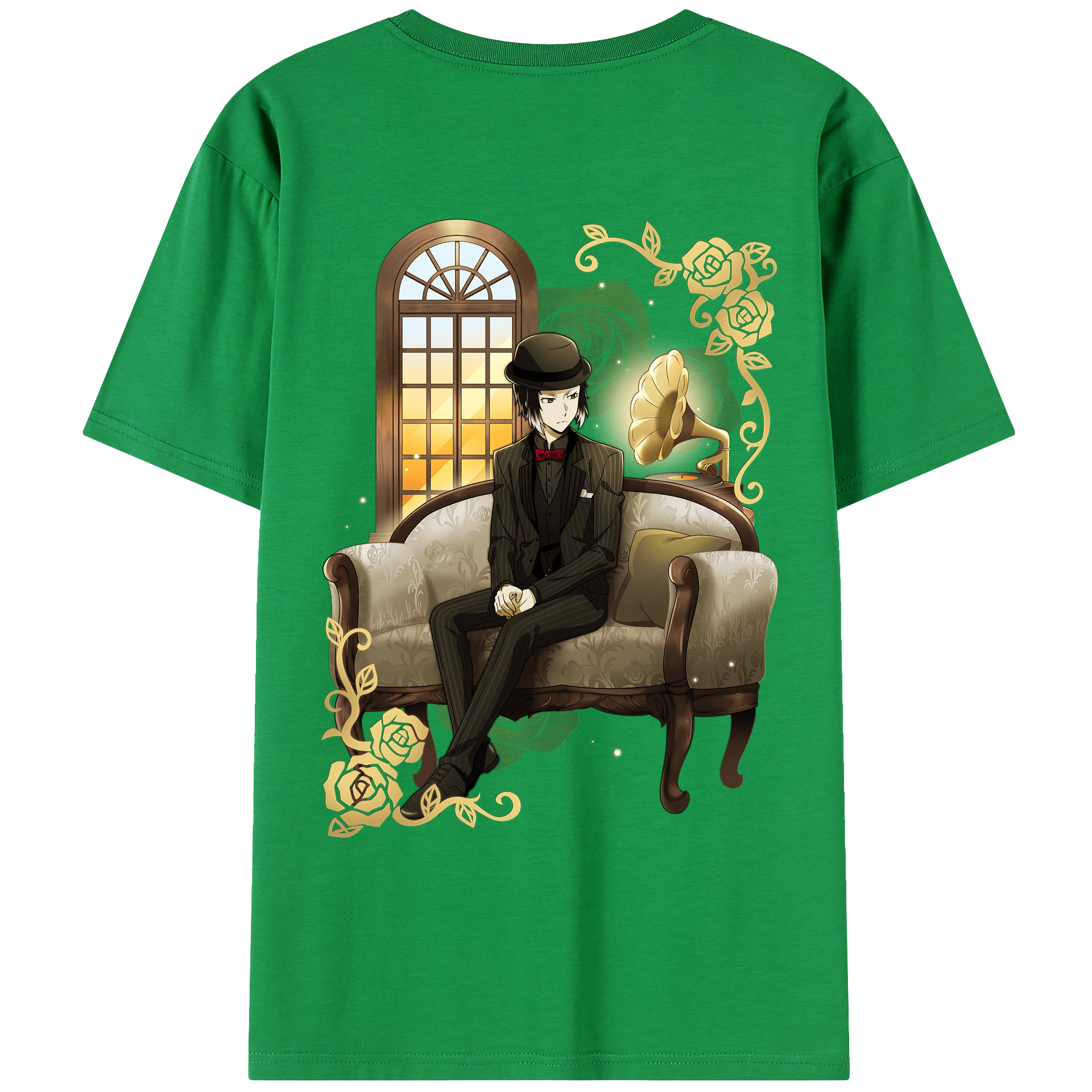 （画像用） 文豪ストレイドッグス Bungo Stray Dogs 綿100％ メンズ半袖Tシャツ（バックプリント） 通気性