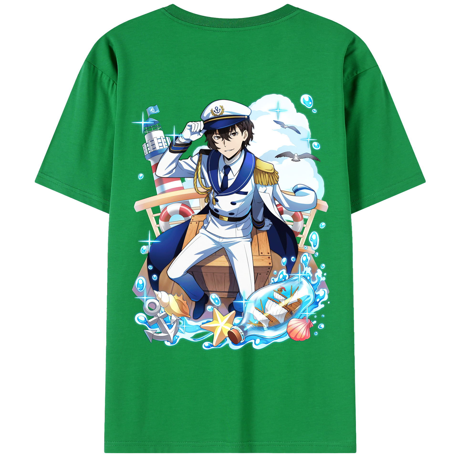 （画像用） 文豪ストレイドッグス Bungo Stray Dogs 綿100％ メンズ半袖Tシャツ（バックプリント） 通気性