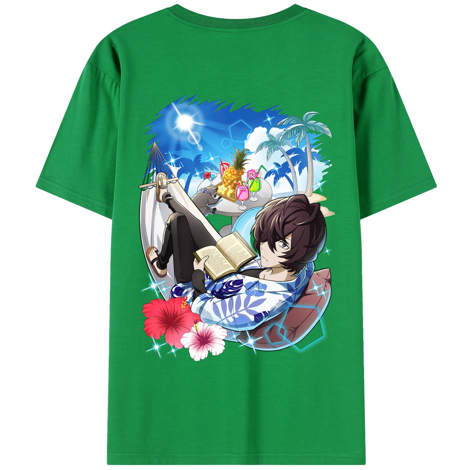 （画像用） 文豪ストレイドッグス Bungo Stray Dogs 綿100％ メンズ半袖Tシャツ（バックプリント） 通気性