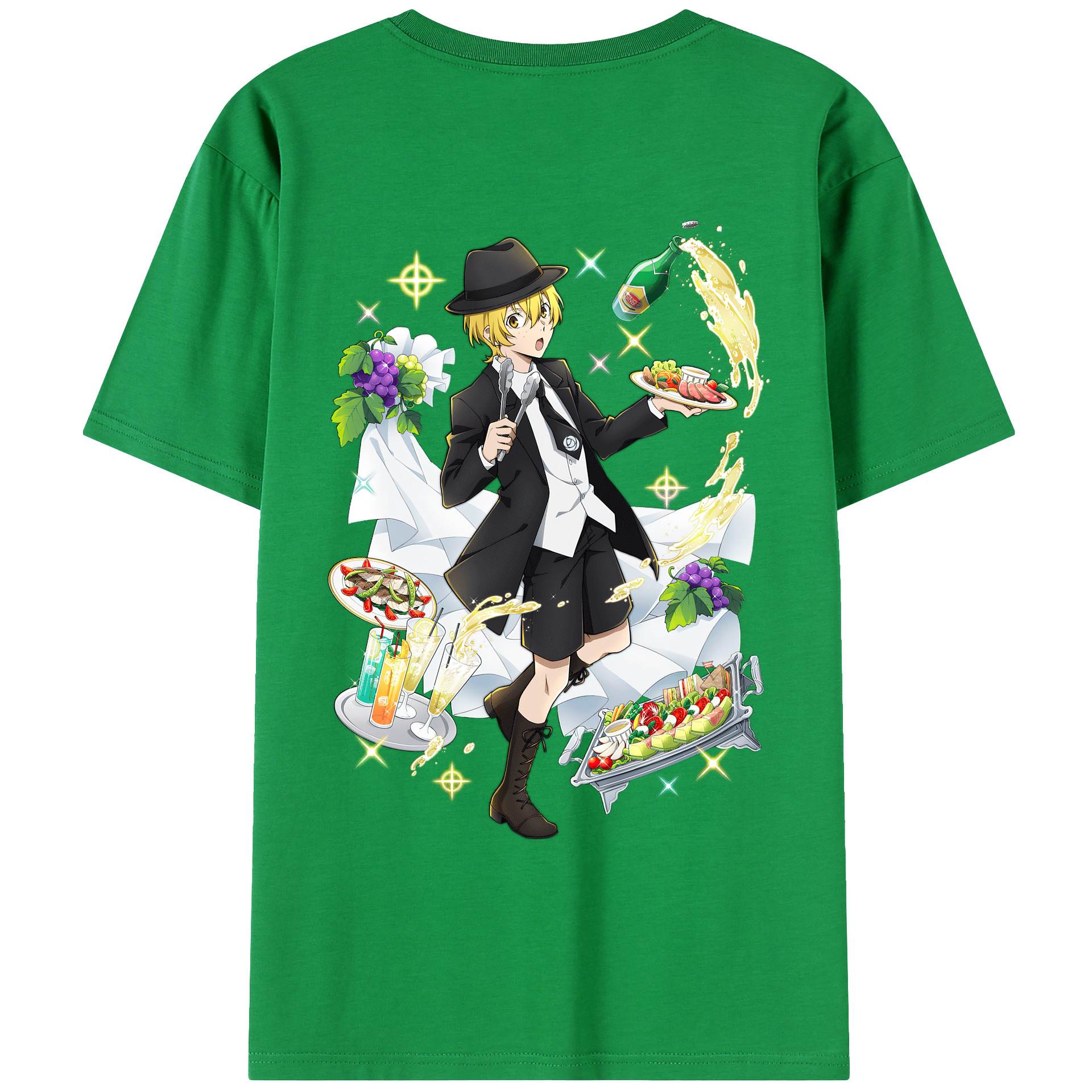 （画像用） 文豪ストレイドッグス Bungo Stray Dogs 綿100％ メンズ半袖Tシャツ（バックプリント） 通気性