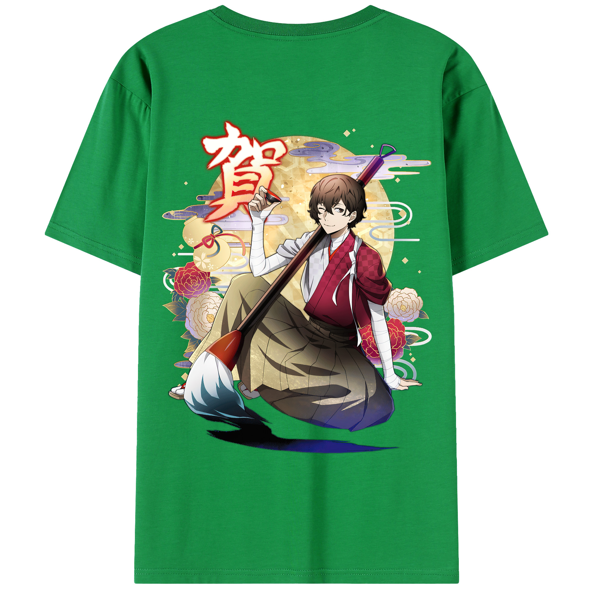 （画像用） 文豪ストレイドッグス Bungo Stray Dogs 綿100％ メンズ半袖Tシャツ（バックプリント） 通気性