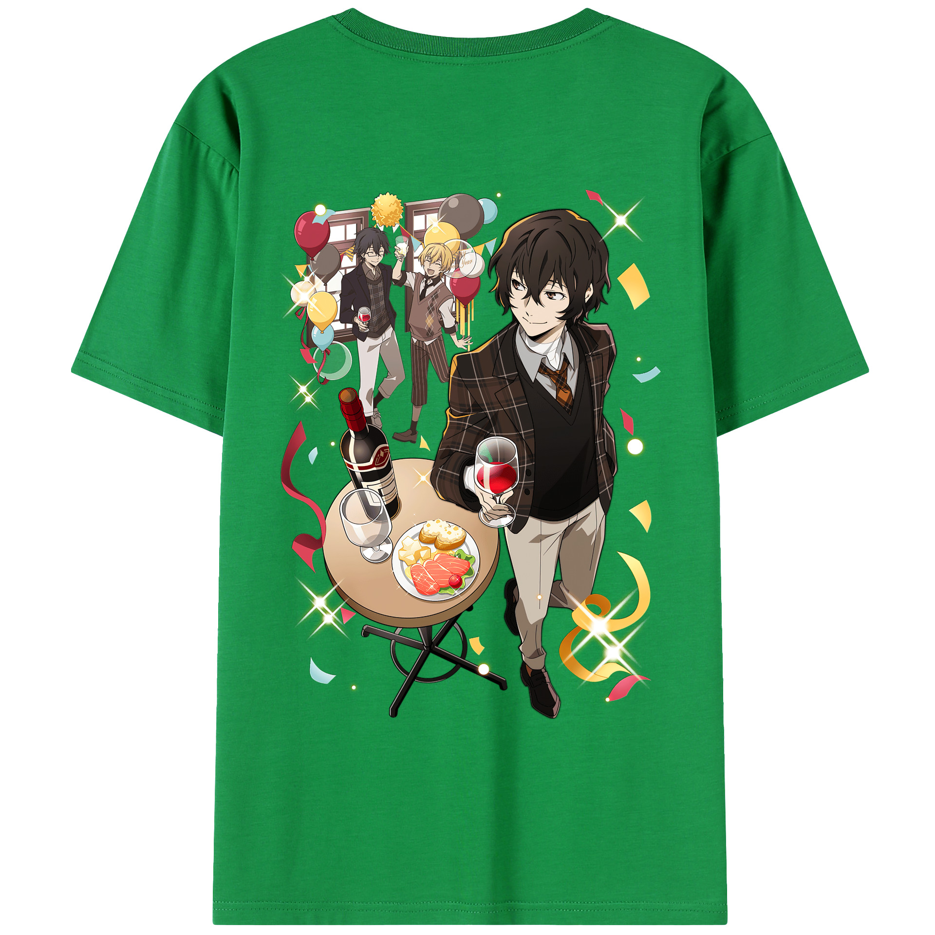 （画像用） 文豪ストレイドッグス Bungo Stray Dogs 綿100％ メンズ半袖Tシャツ（バックプリント） 通気性