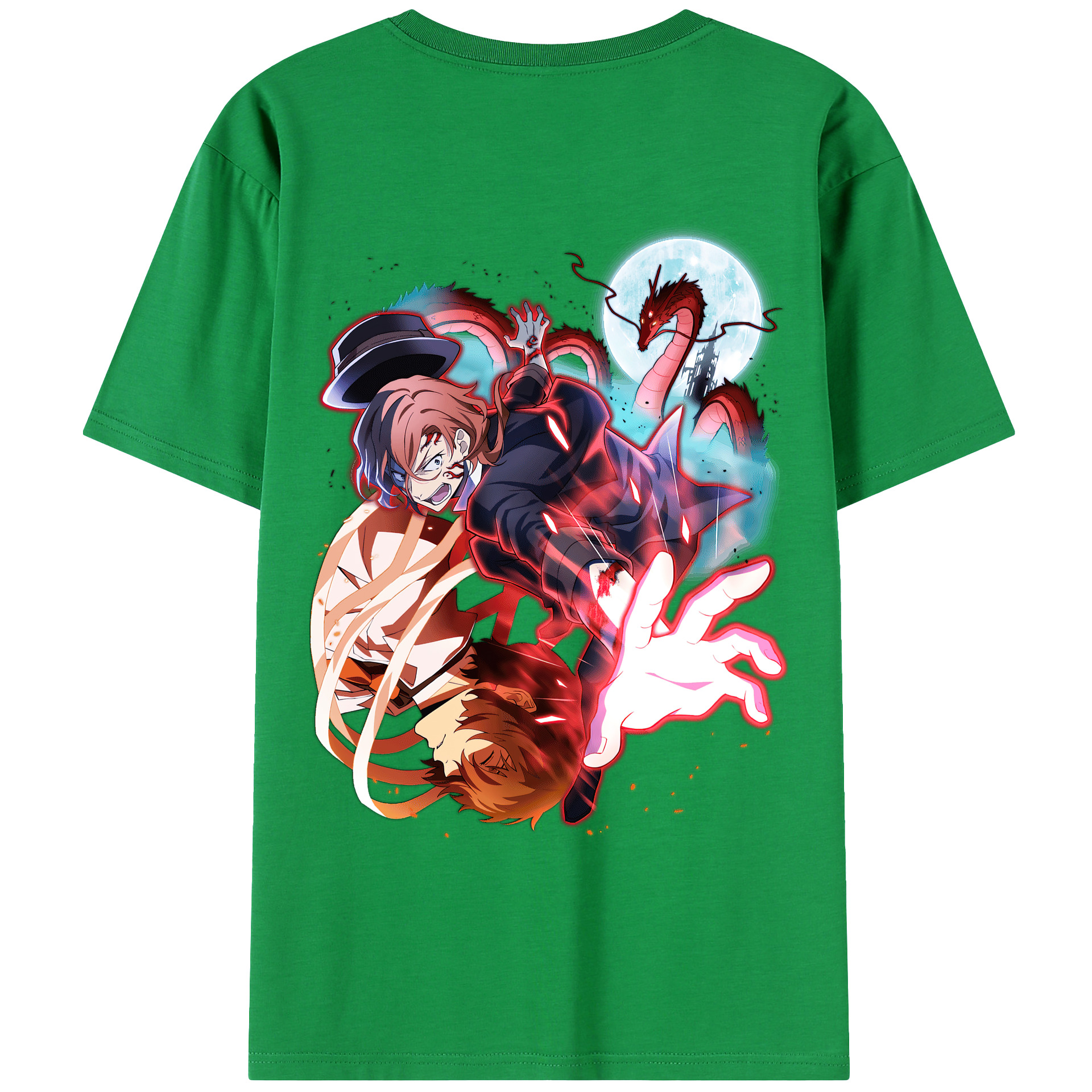 （画像用） 文豪ストレイドッグス Bungo Stray Dogs 綿100％ メンズ半袖Tシャツ（バックプリント） 通気性
