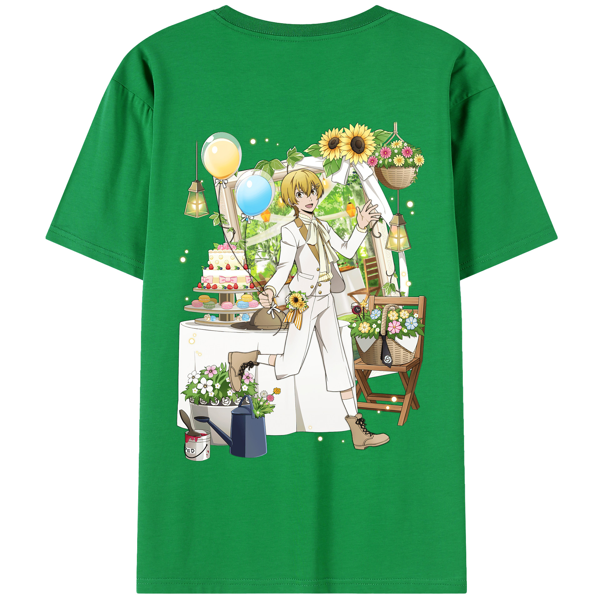 （画像用） 文豪ストレイドッグス Bungo Stray Dogs 綿100％ メンズ半袖Tシャツ（バックプリント） 通気性