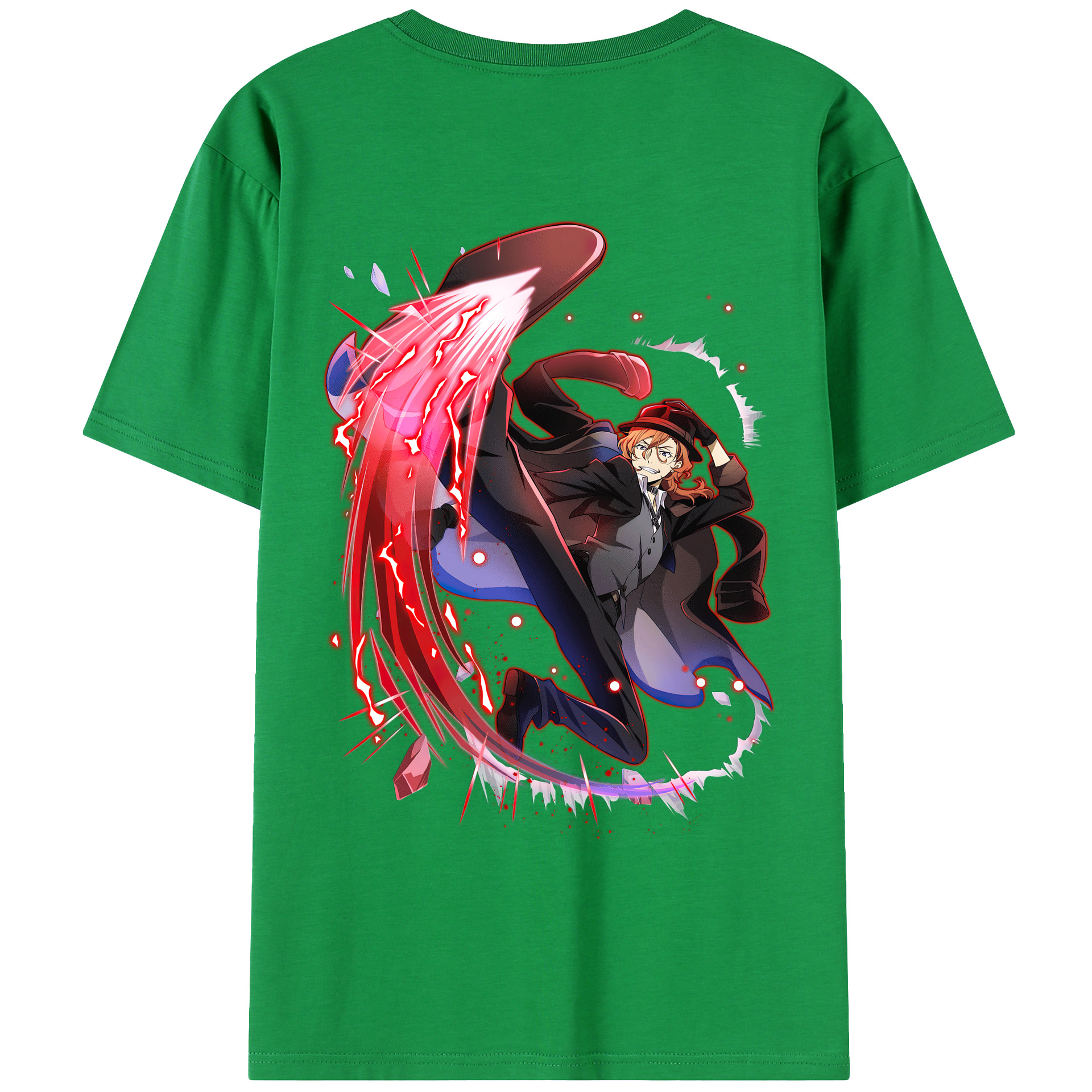 （画像用） 文豪ストレイドッグス Bungo Stray Dogs 綿100％ メンズ半袖Tシャツ（バックプリント） 通気性