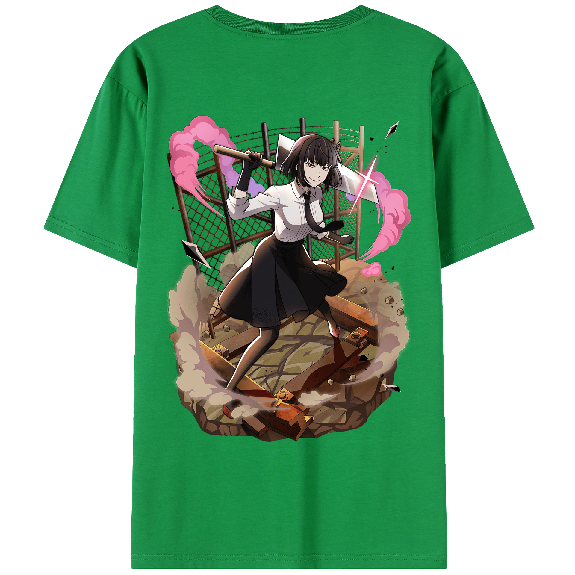 （画像用） 文豪ストレイドッグス Bungo Stray Dogs 綿100％ メンズ半袖Tシャツ（バックプリント） 通気性