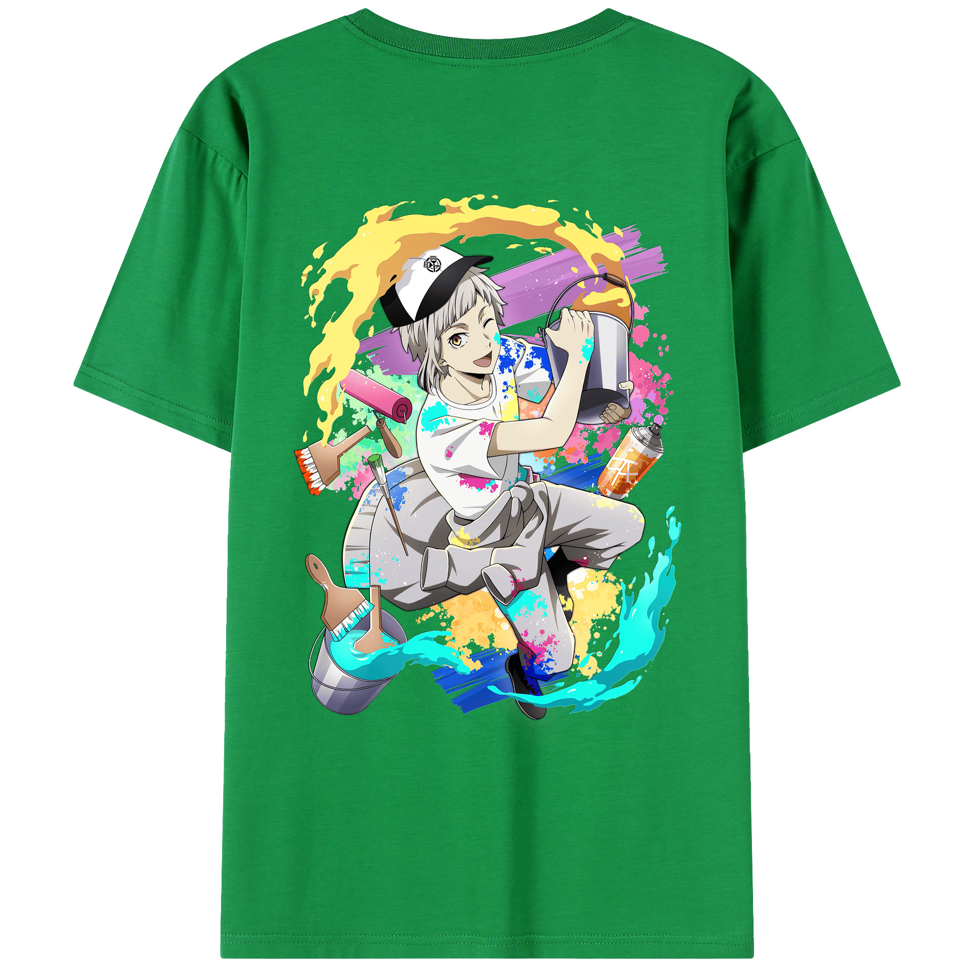 （画像用） 文豪ストレイドッグス Bungo Stray Dogs 綿100％ メンズ半袖Tシャツ（バックプリント） 通気性