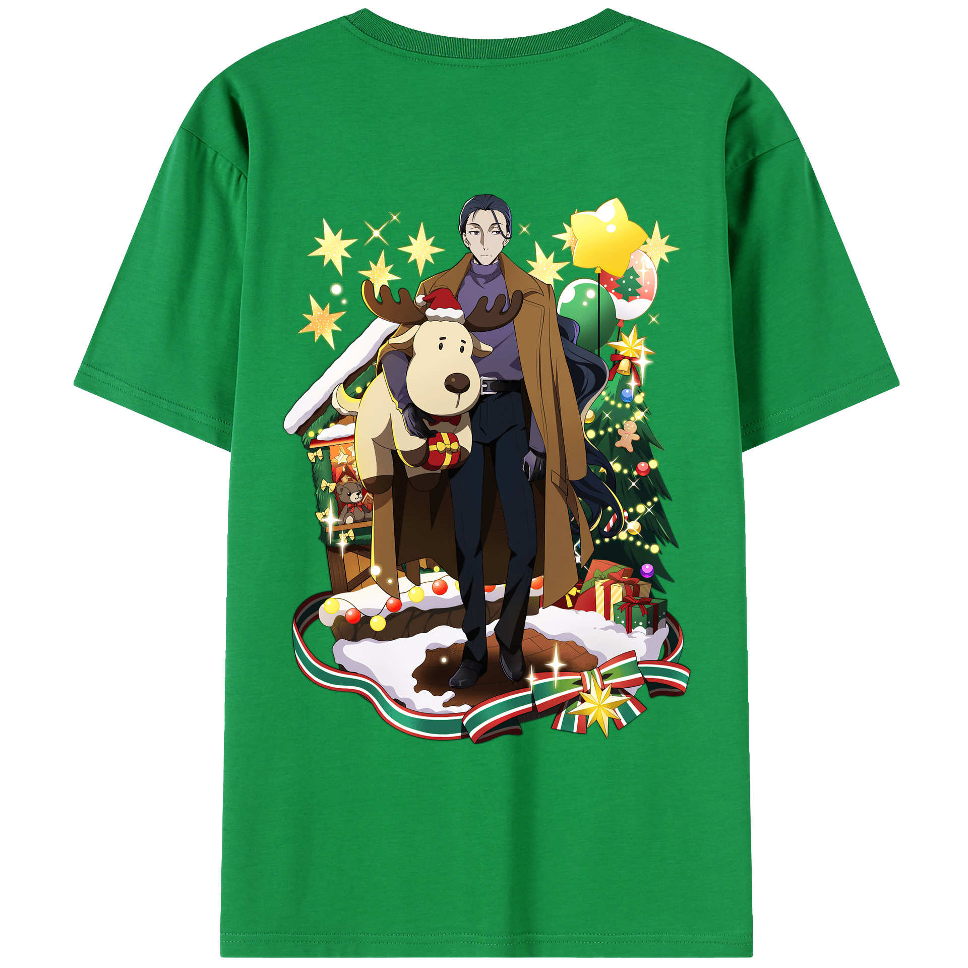 （画像用） 文豪ストレイドッグス Bungo Stray Dogs 綿100％ メンズ半袖Tシャツ（バックプリント） 通気性