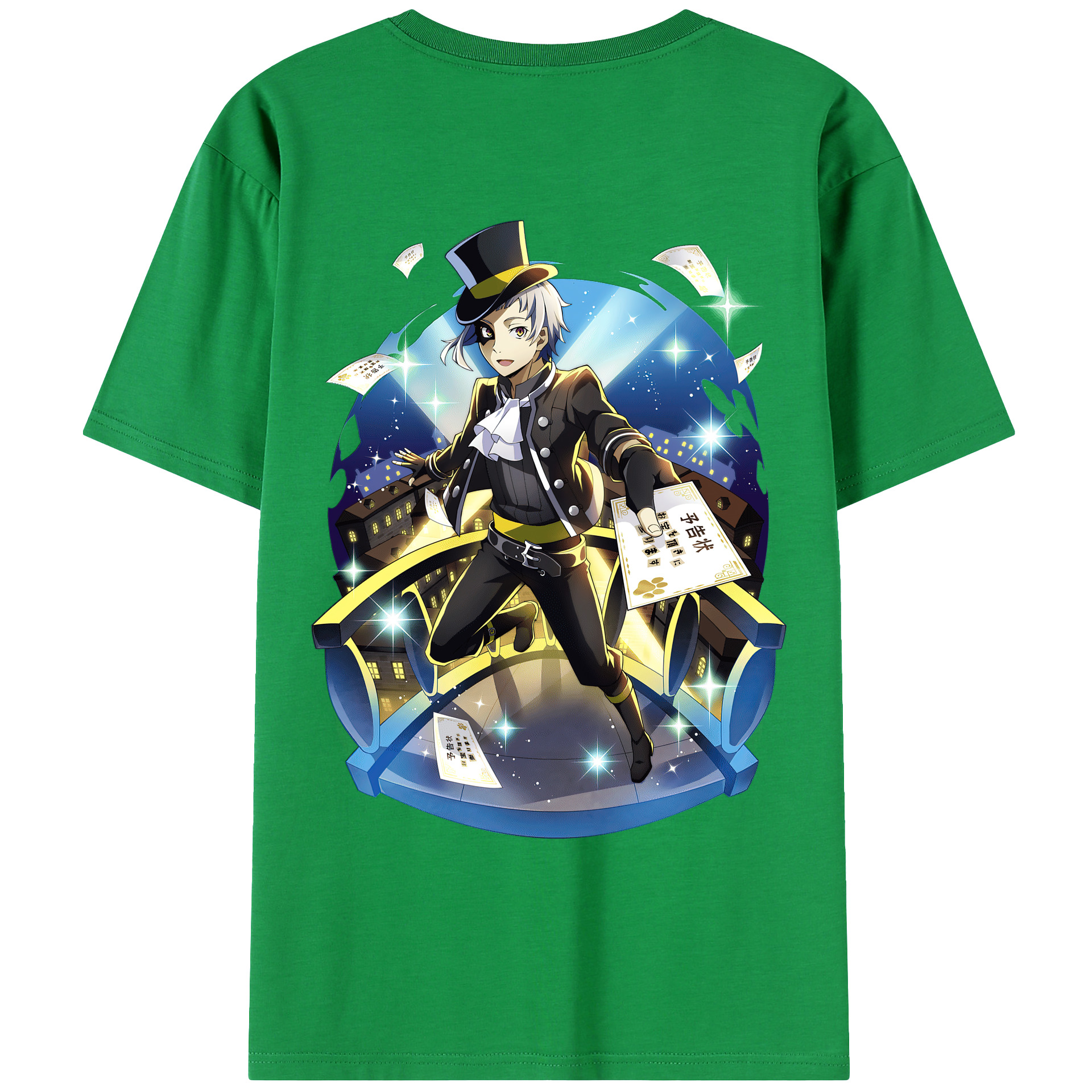 （画像用） 文豪ストレイドッグス Bungo Stray Dogs 綿100％ メンズ半袖Tシャツ（バックプリント） 通気性