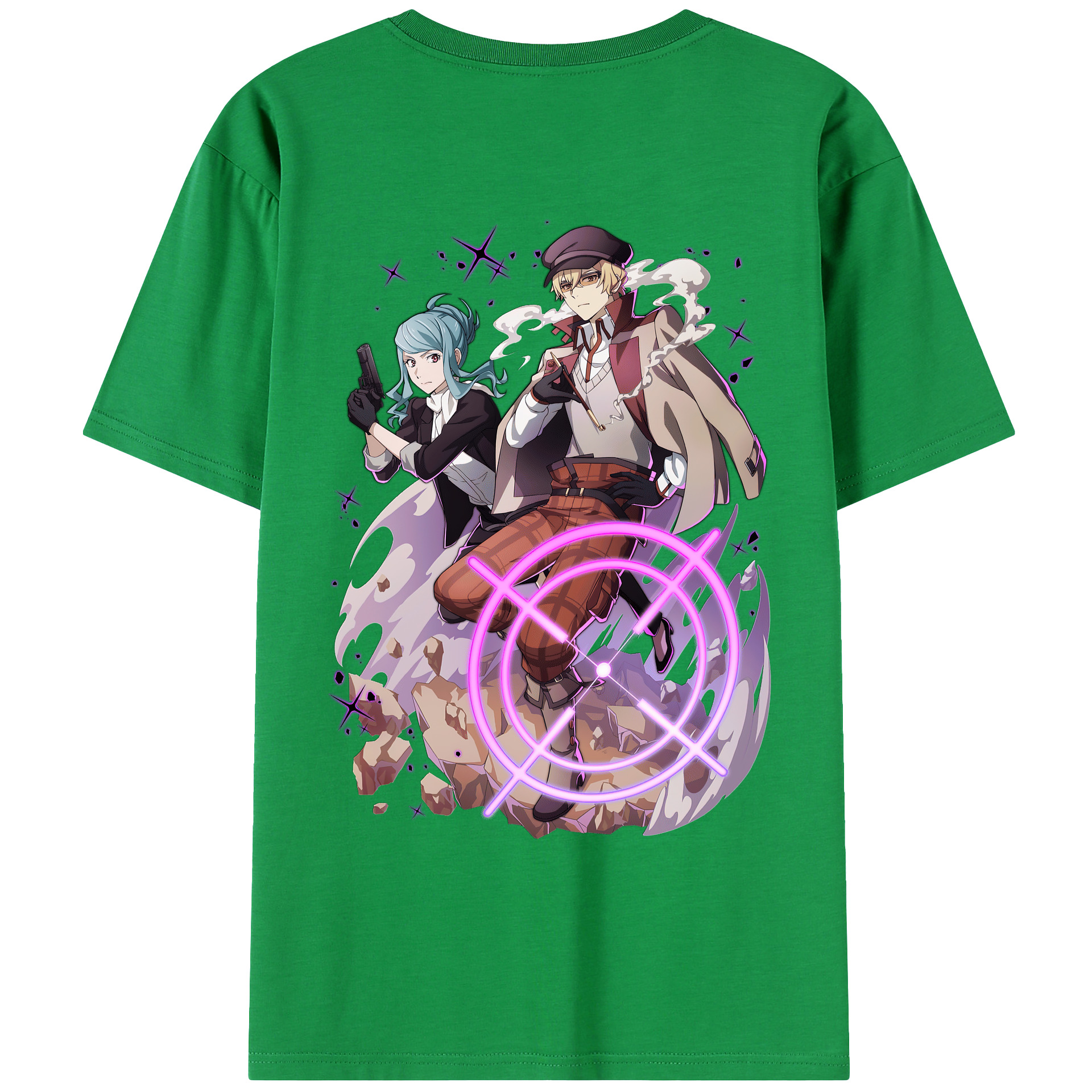 （画像用） 文豪ストレイドッグス Bungo Stray Dogs 綿100％ メンズ半袖Tシャツ（バックプリント） 通気性