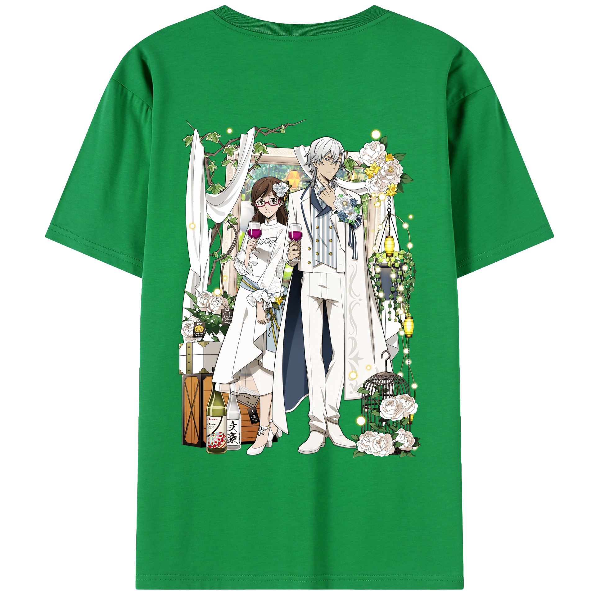 （画像用） 文豪ストレイドッグス Bungo Stray Dogs 綿100％ メンズ半袖Tシャツ（バックプリント） 通気性
