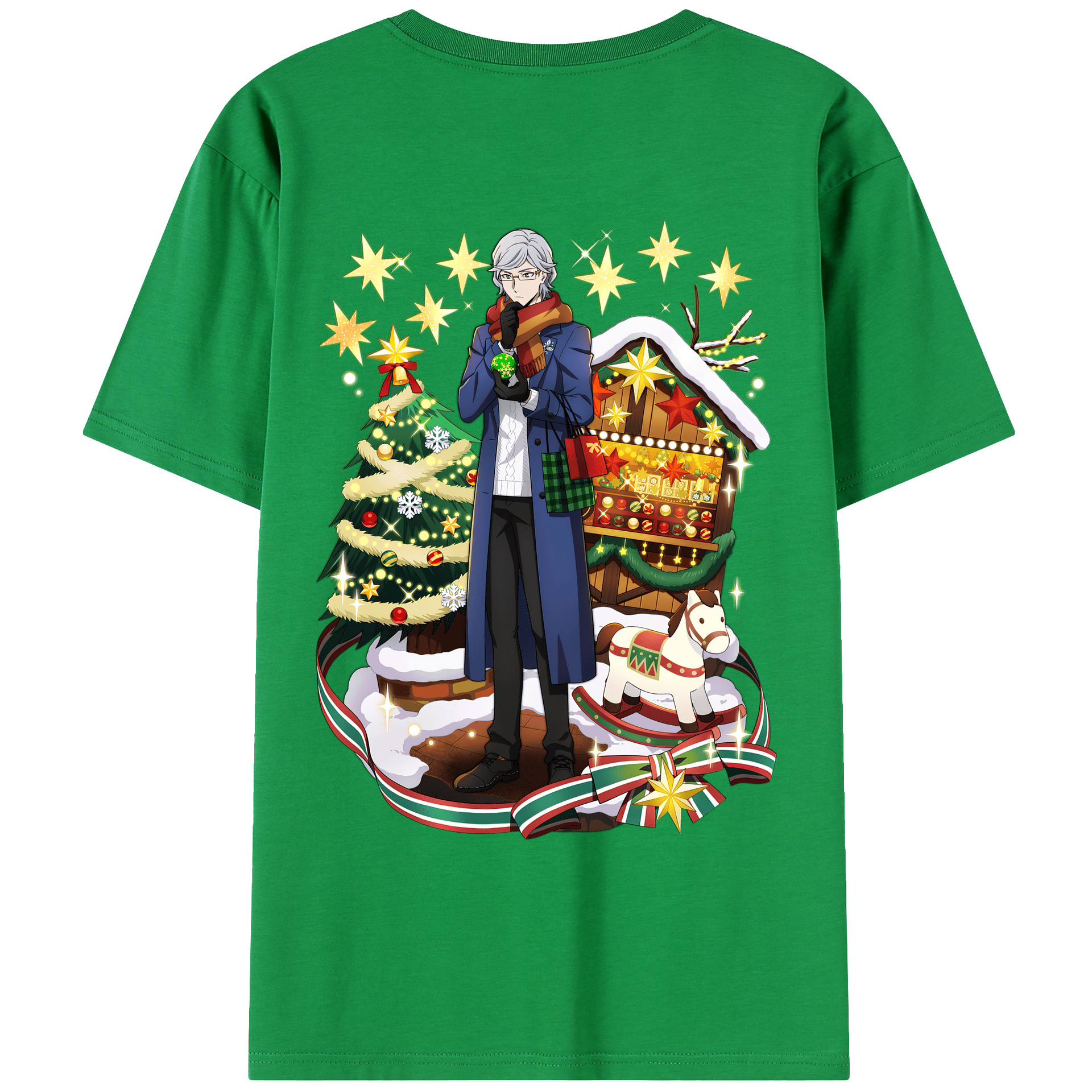 （画像用） 文豪ストレイドッグス Bungo Stray Dogs 綿100％ メンズ半袖Tシャツ（バックプリント） 通気性