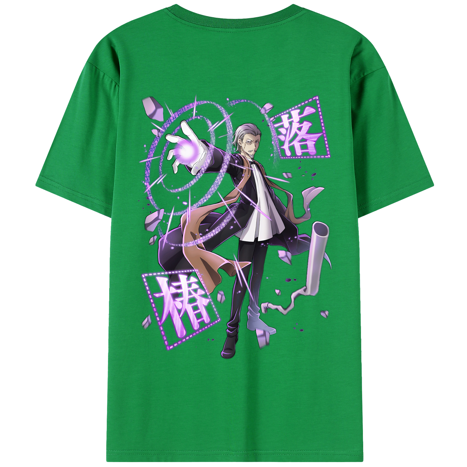 （画像用） 文豪ストレイドッグス Bungo Stray Dogs 綿100％ メンズ半袖Tシャツ（バックプリント） 通気性