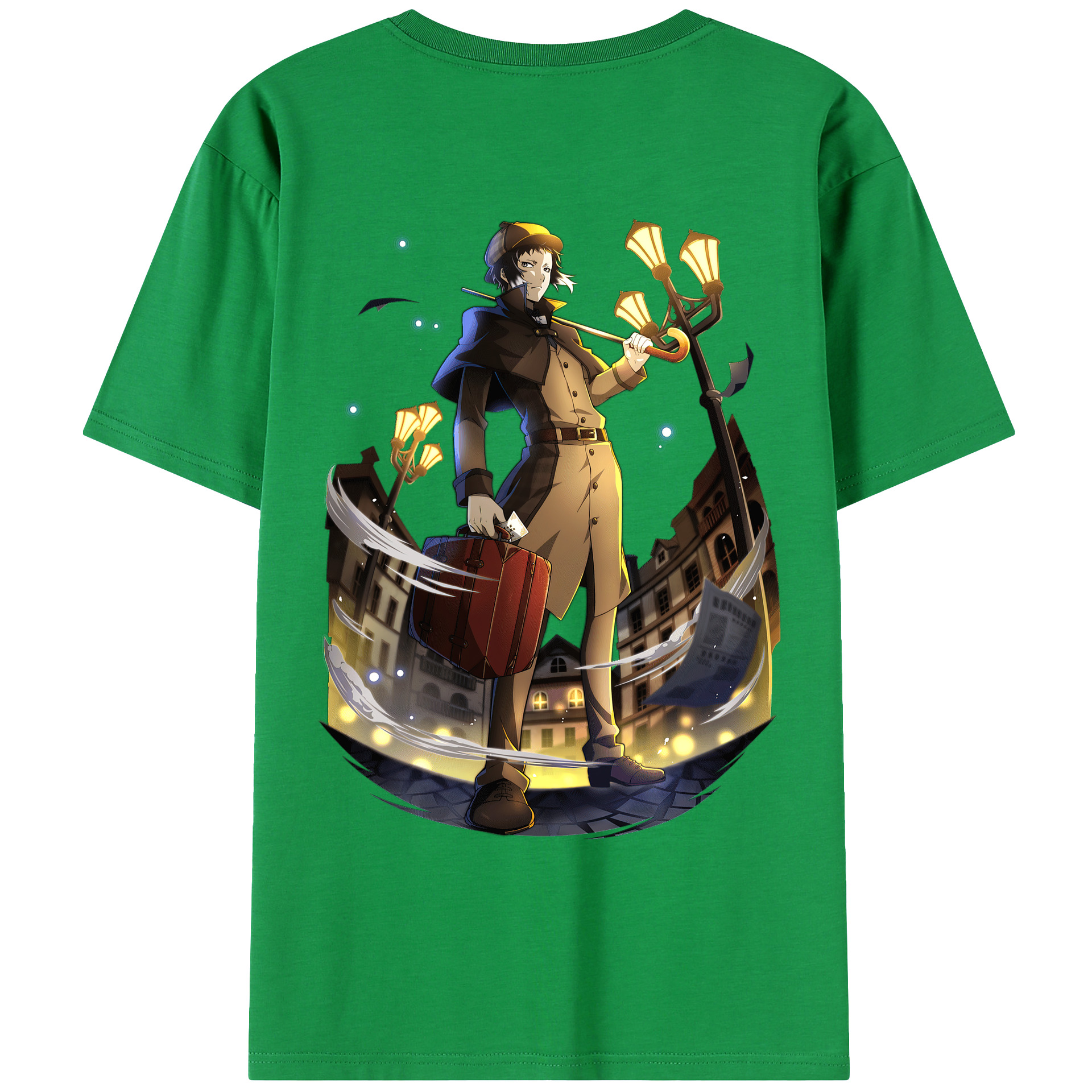 （画像用） 文豪ストレイドッグス Bungo Stray Dogs 綿100％ メンズ半袖Tシャツ（バックプリント） 通気性