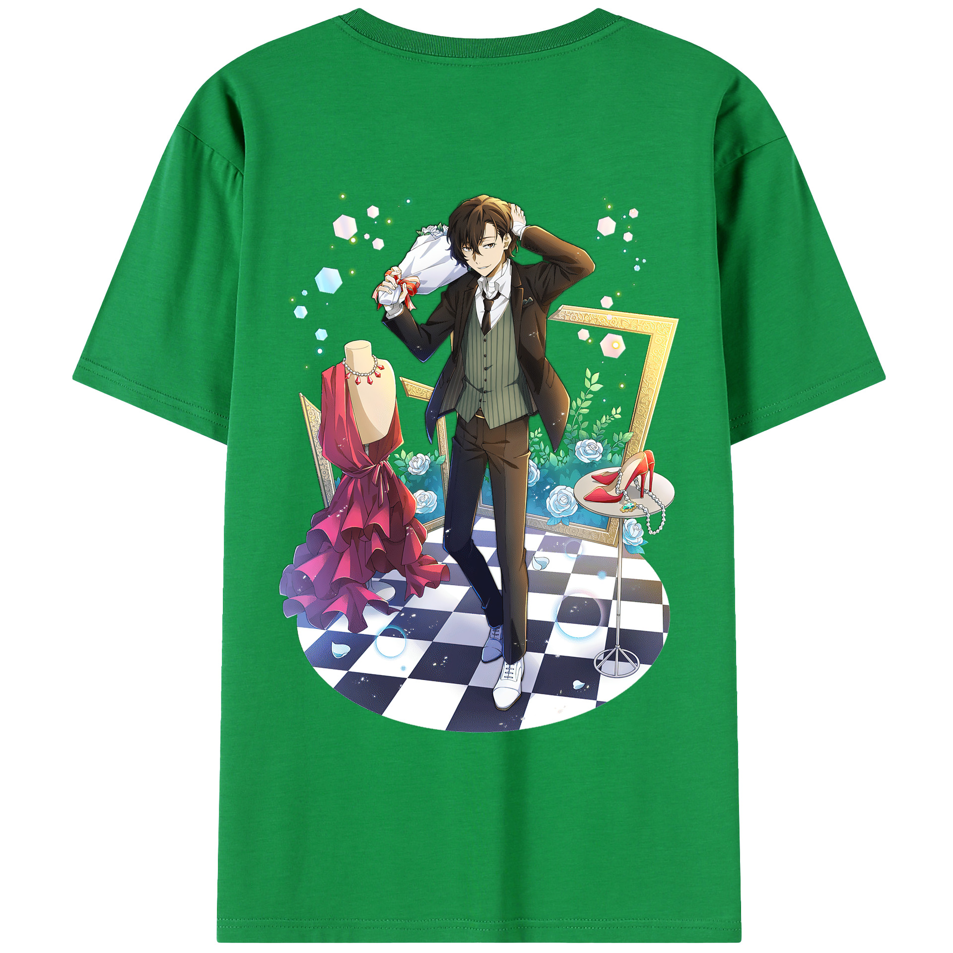 （画像用） 文豪ストレイドッグス Bungo Stray Dogs 綿100％ メンズ半袖Tシャツ（バックプリント） 通気性