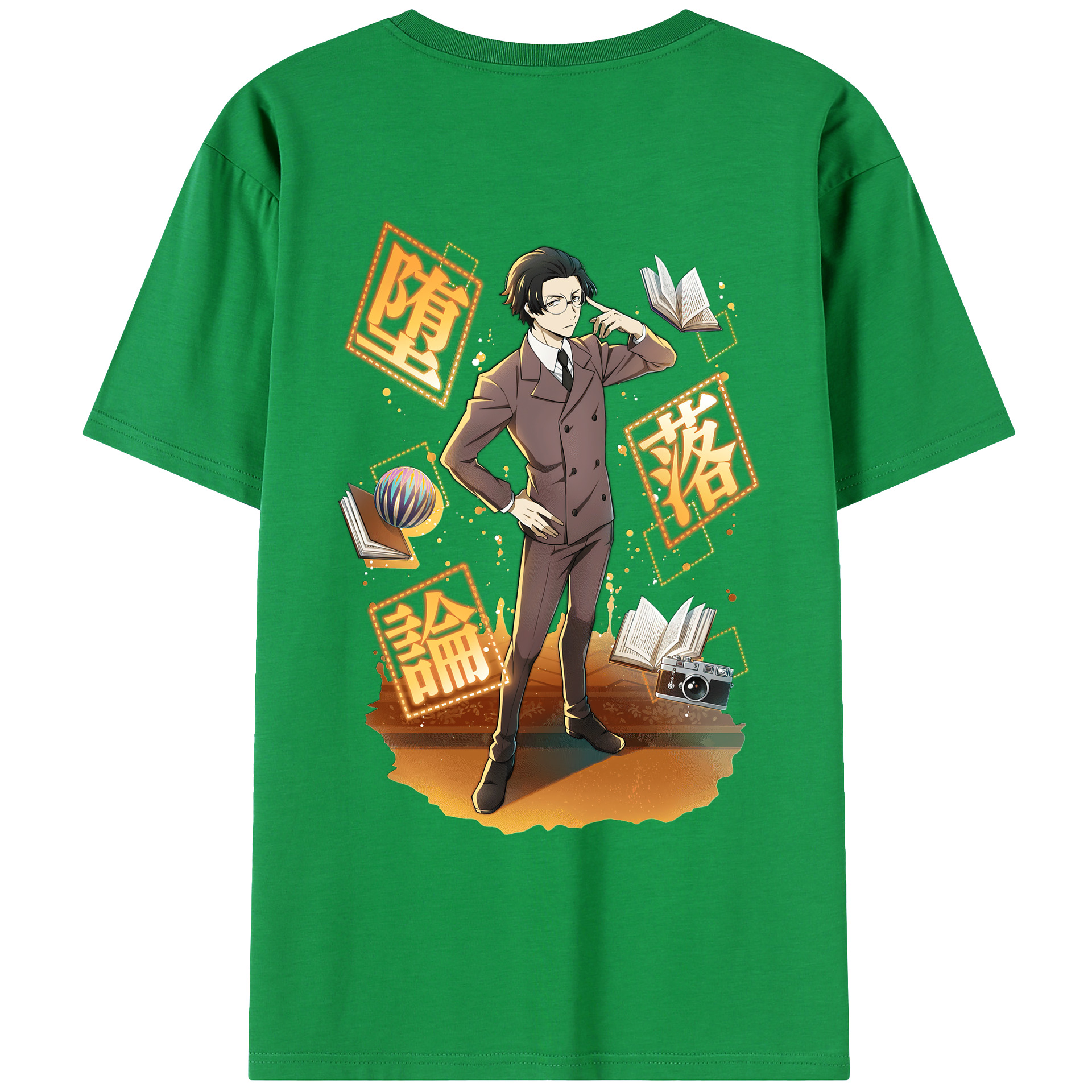 （画像用） 文豪ストレイドッグス Bungo Stray Dogs 綿100％ メンズ半袖Tシャツ（バックプリント） 通気性