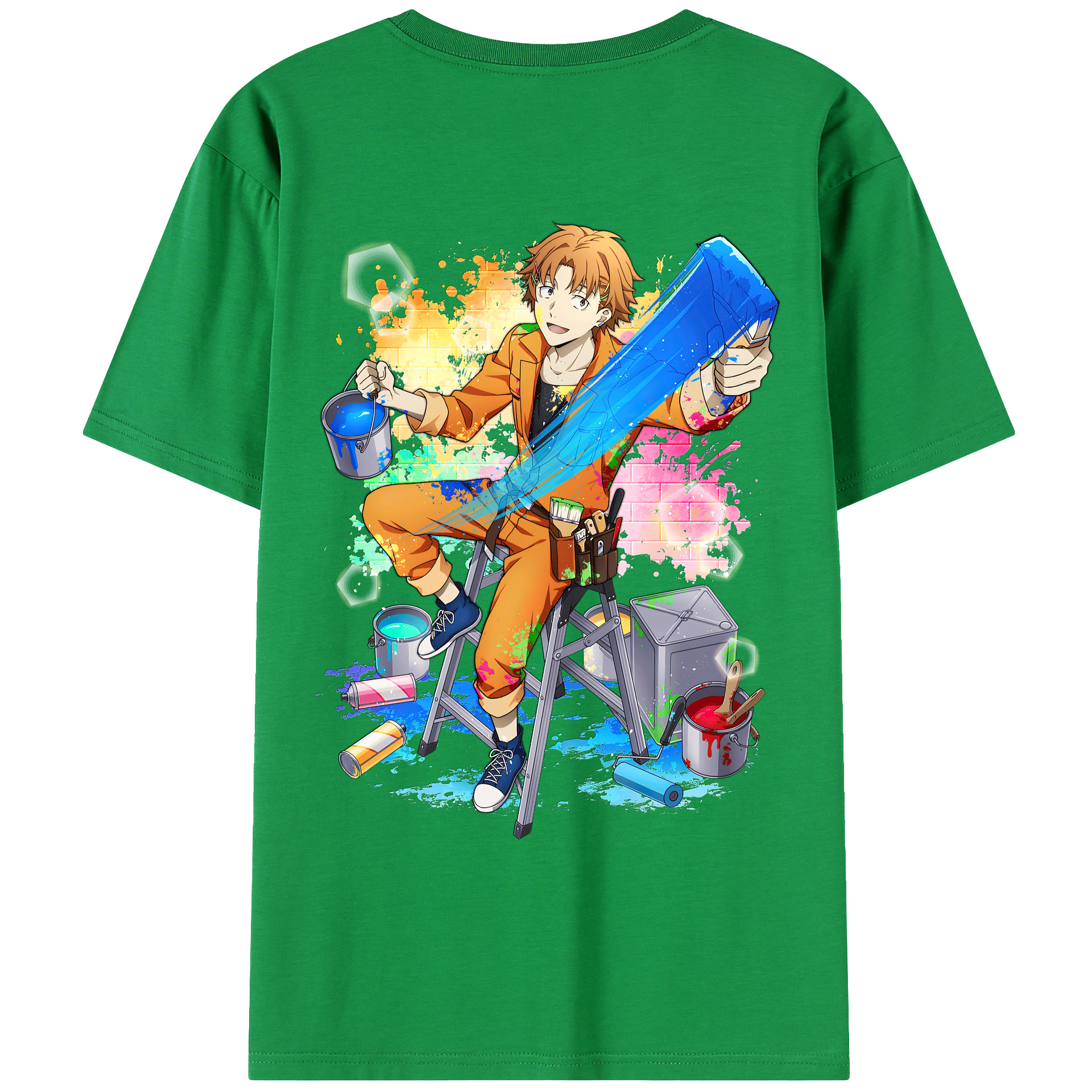 （画像用） 文豪ストレイドッグス Bungo Stray Dogs 綿100％ メンズ半袖Tシャツ（バックプリント） 通気性