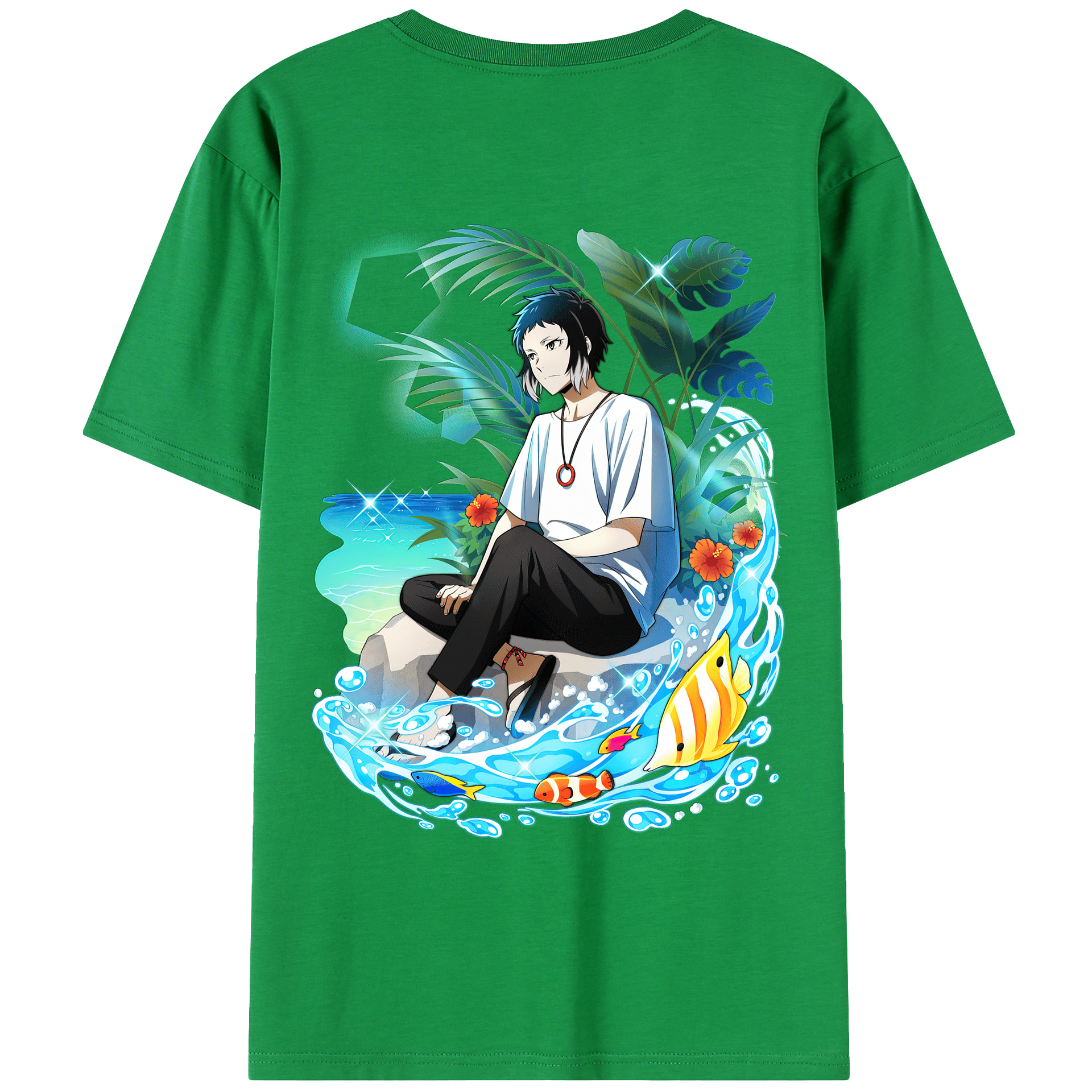 （画像用） 文豪ストレイドッグス Bungo Stray Dogs 綿100％ メンズ半袖Tシャツ（バックプリント） 通気性