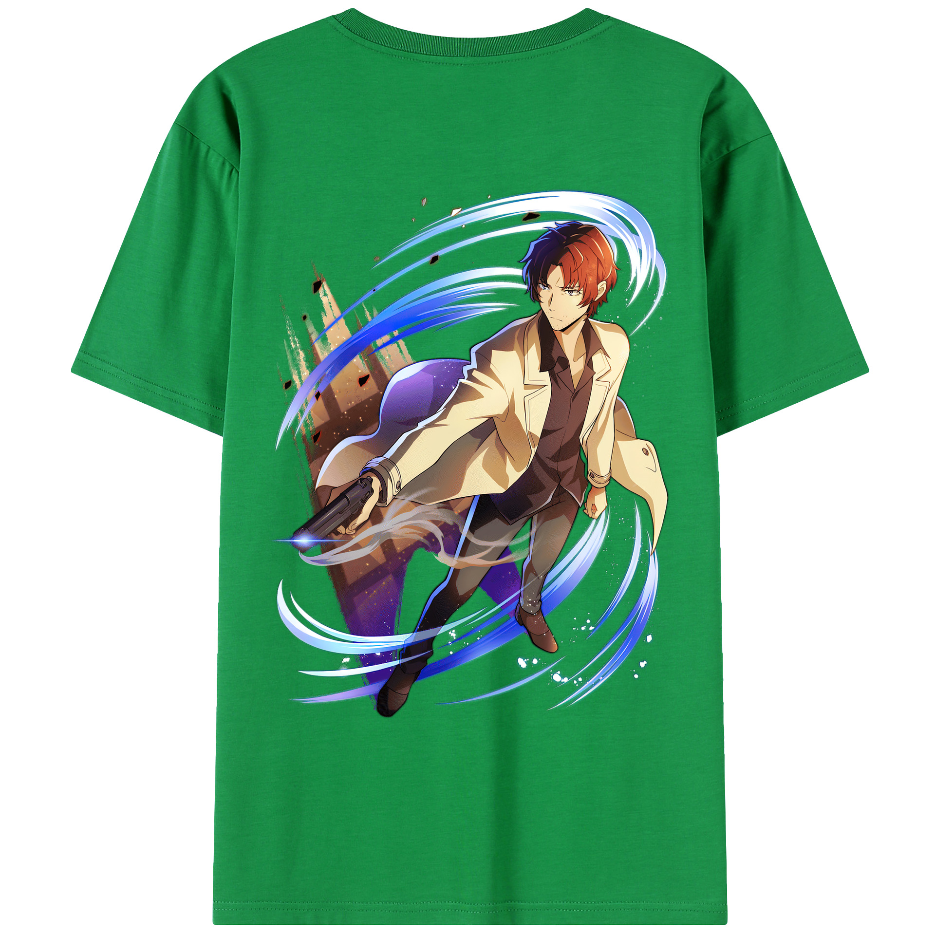 （画像用） 文豪ストレイドッグス Bungo Stray Dogs 綿100％ メンズ半袖Tシャツ（バックプリント） 通気性