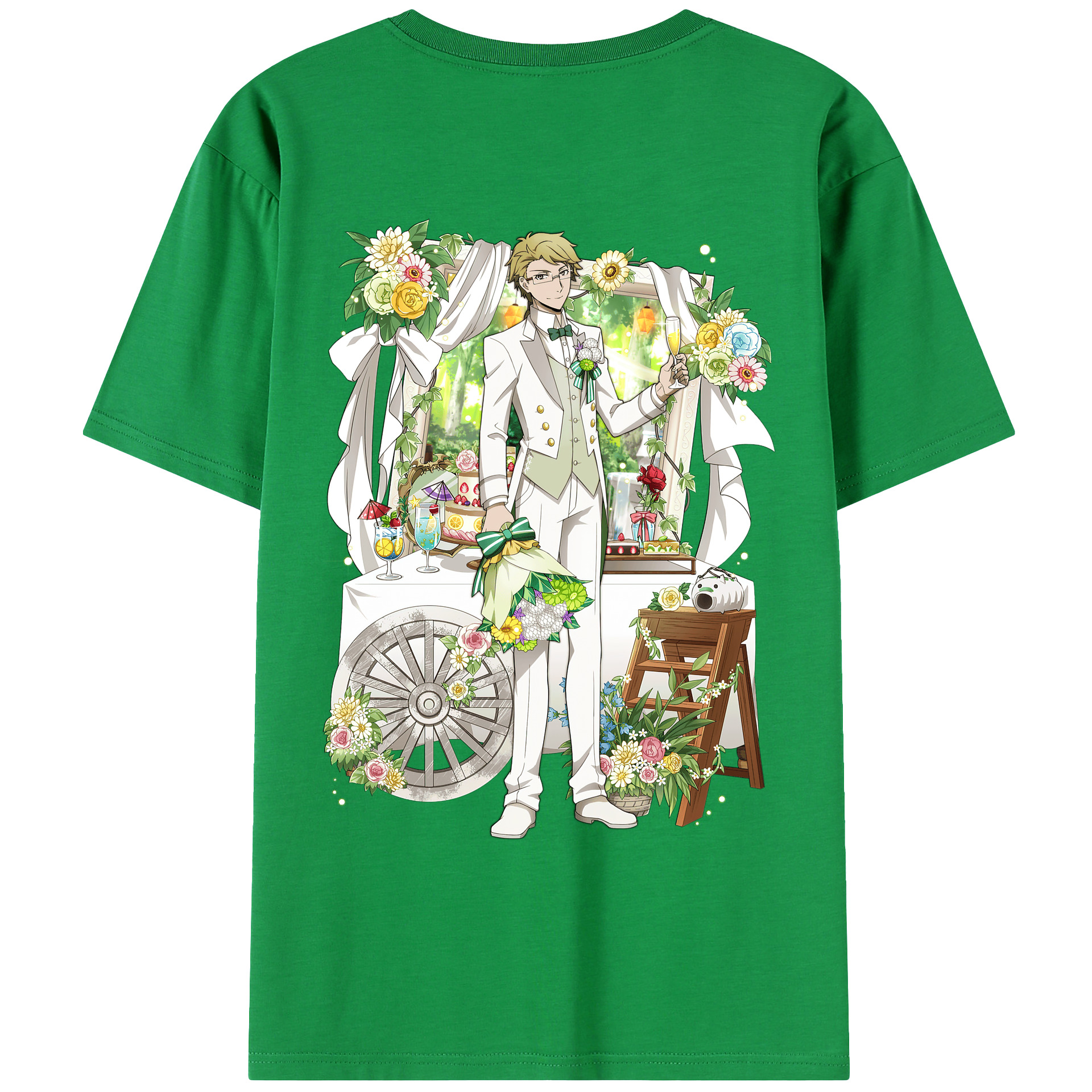 （画像用） 文豪ストレイドッグス Bungo Stray Dogs 綿100％ メンズ半袖Tシャツ（バックプリント） 通気性