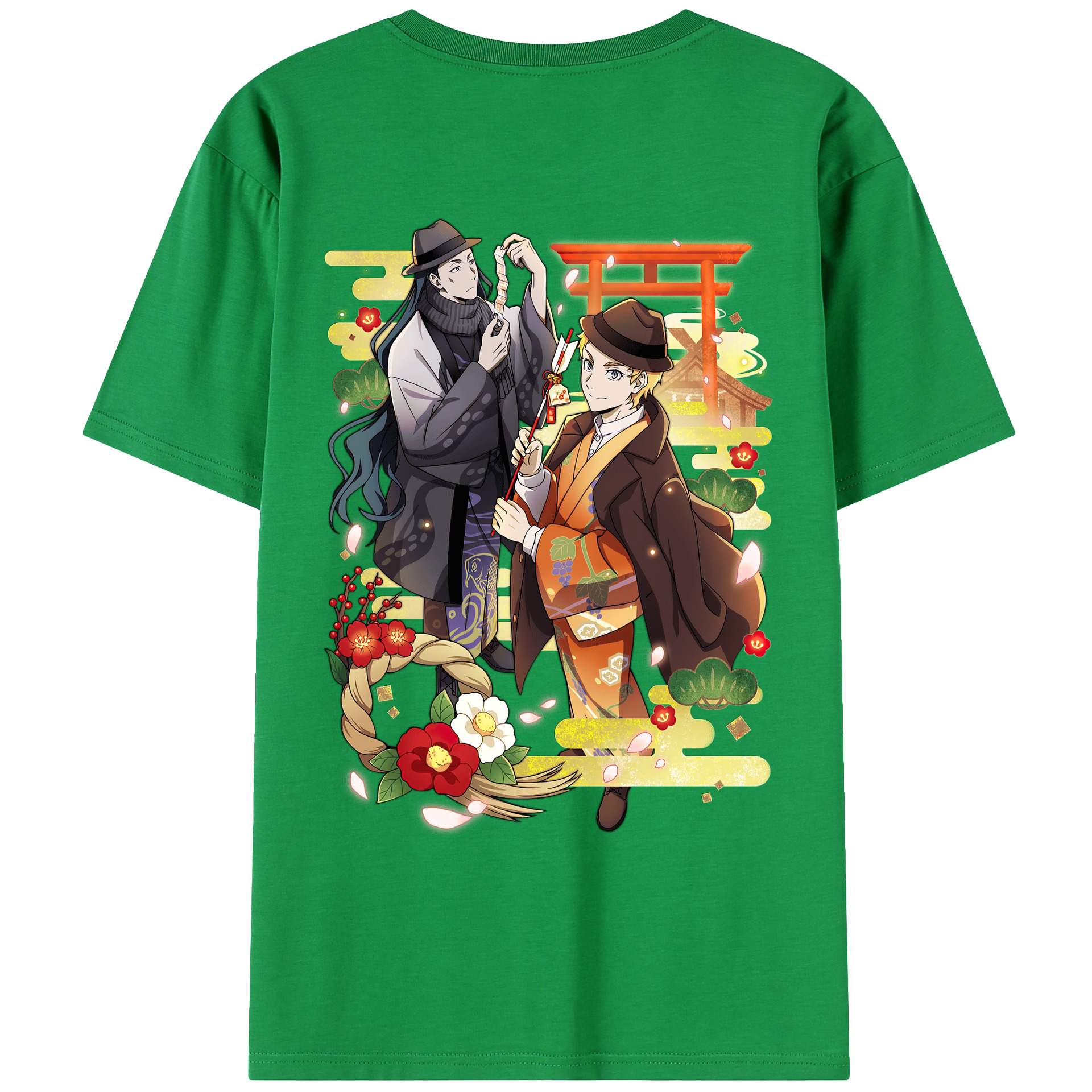 （画像用） 文豪ストレイドッグス Bungo Stray Dogs 綿100％ メンズ半袖Tシャツ（バックプリント） 通気性