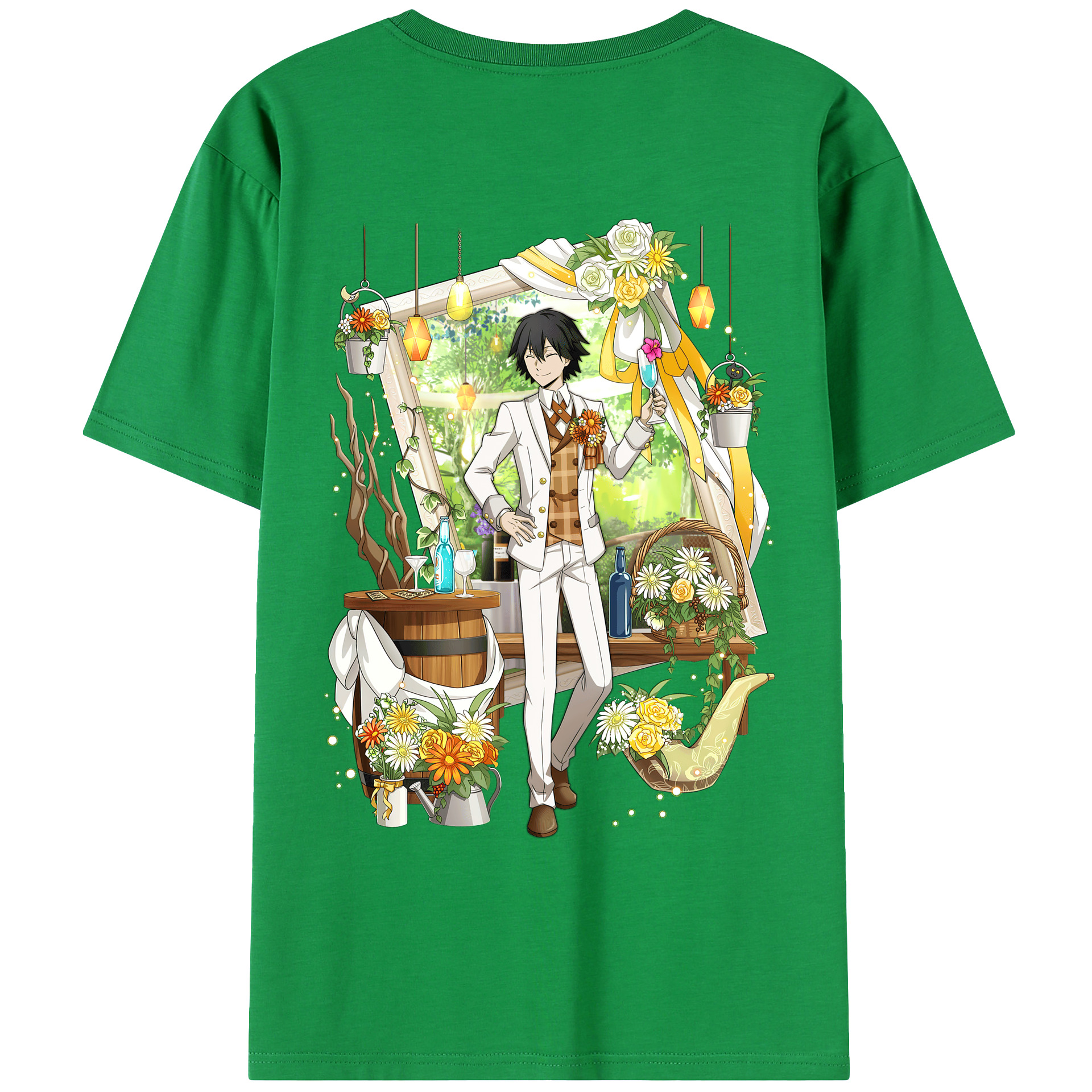 （画像用） 文豪ストレイドッグス Bungo Stray Dogs 綿100％ メンズ半袖Tシャツ（バックプリント） 通気性