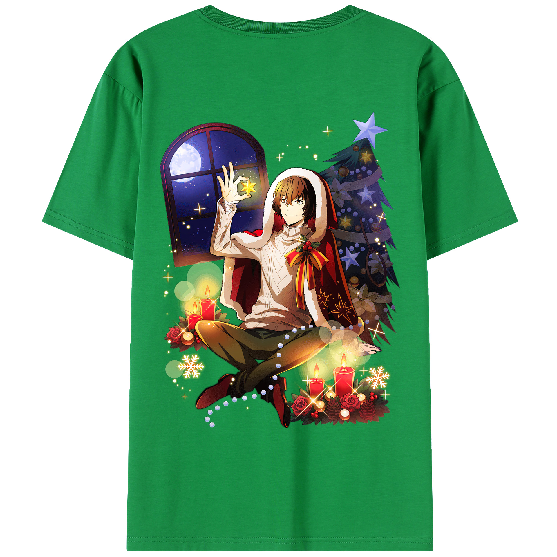 （画像用） 文豪ストレイドッグス Bungo Stray Dogs 綿100％ メンズ半袖Tシャツ（バックプリント） 通気性