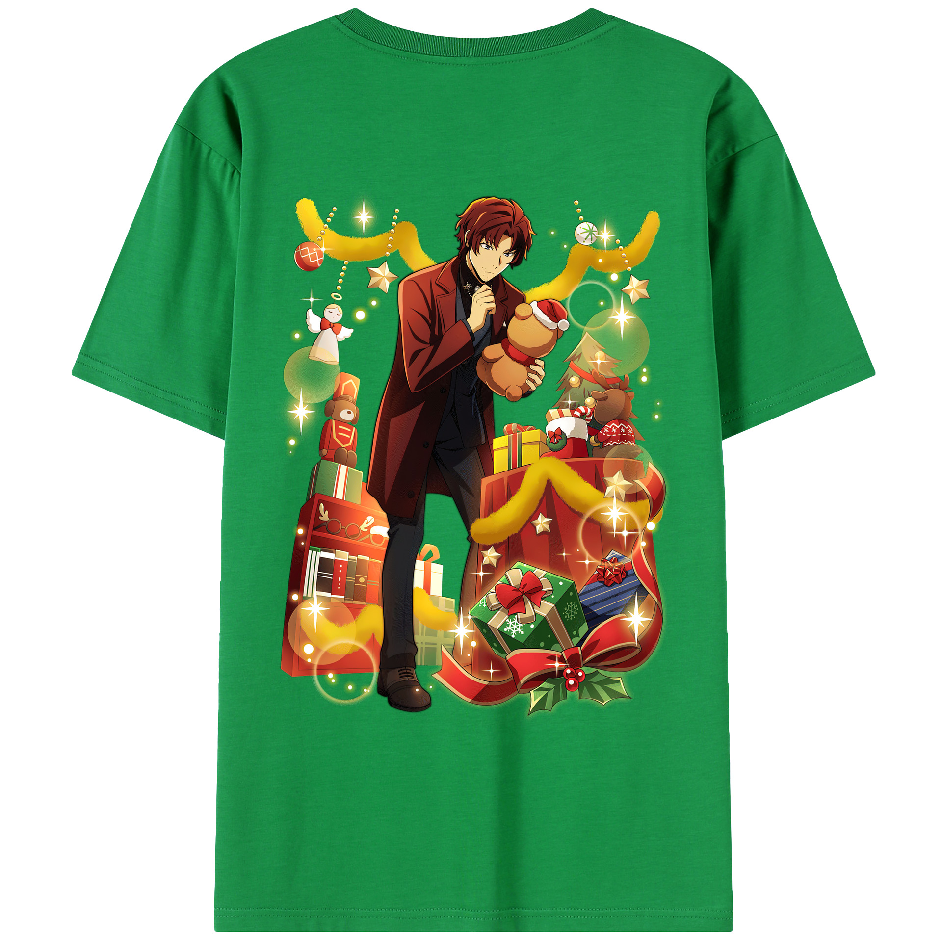 （画像用） 文豪ストレイドッグス Bungo Stray Dogs 綿100％ メンズ半袖Tシャツ（バックプリント） 通気性