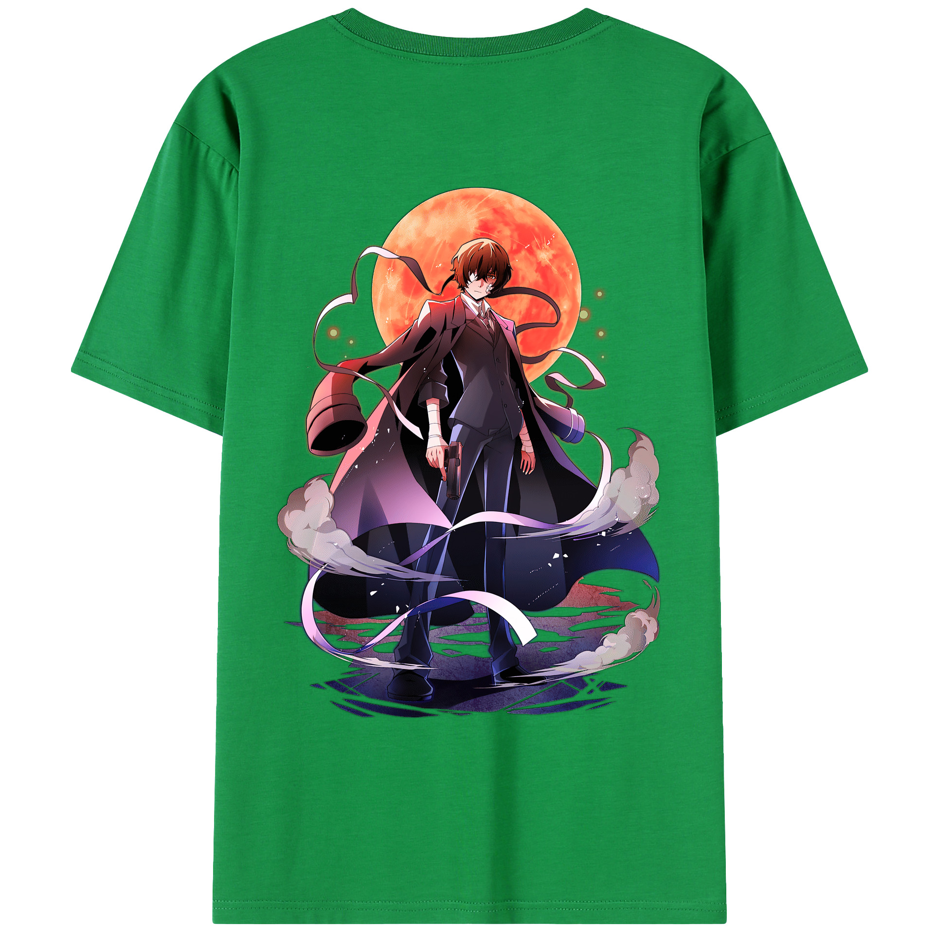 （画像用） 文豪ストレイドッグス Bungo Stray Dogs 綿100％ メンズ半袖Tシャツ（バックプリント） 通気性